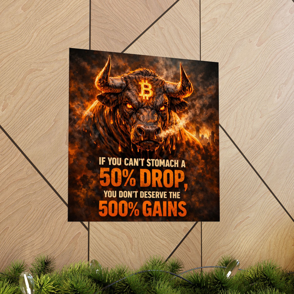 Bitcoin Bull Gains Matte Vertical Posters