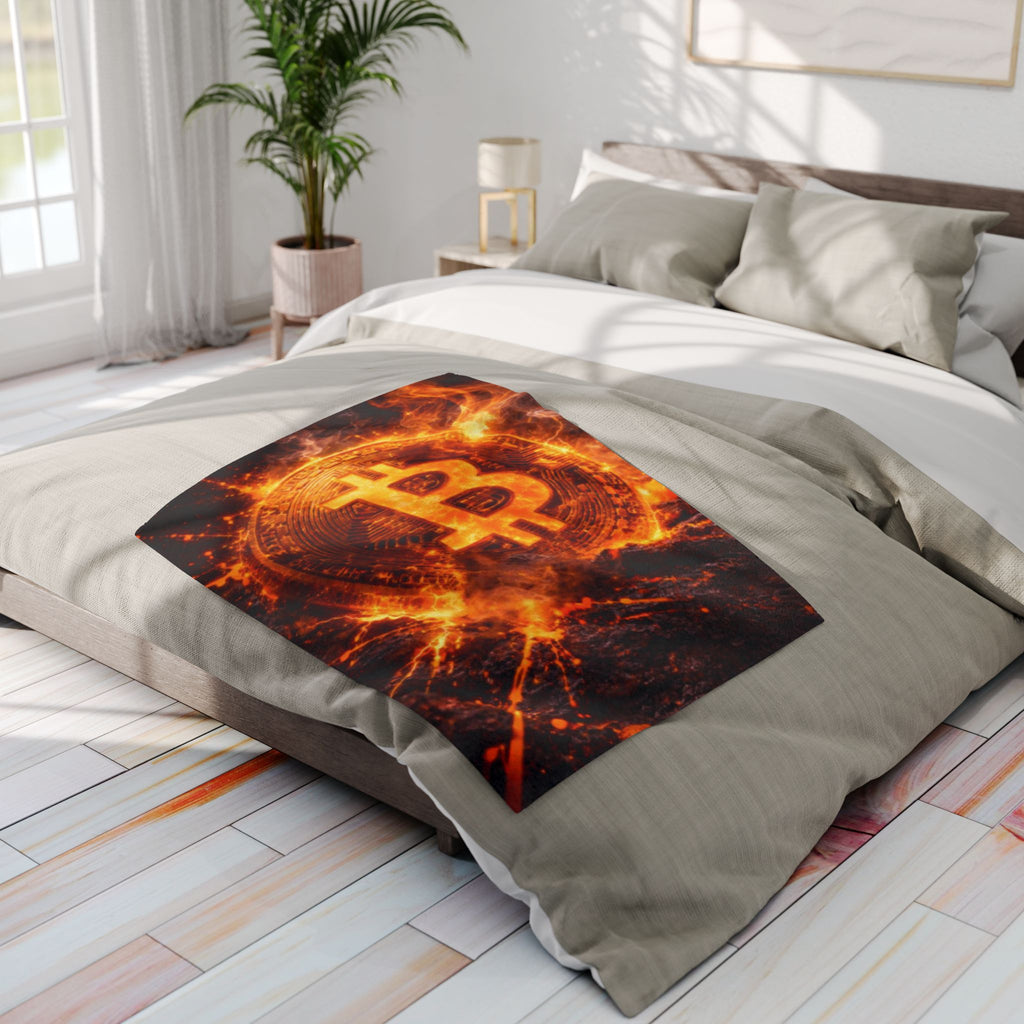 Flaming Bitcoin Arctic Fleece Blanket