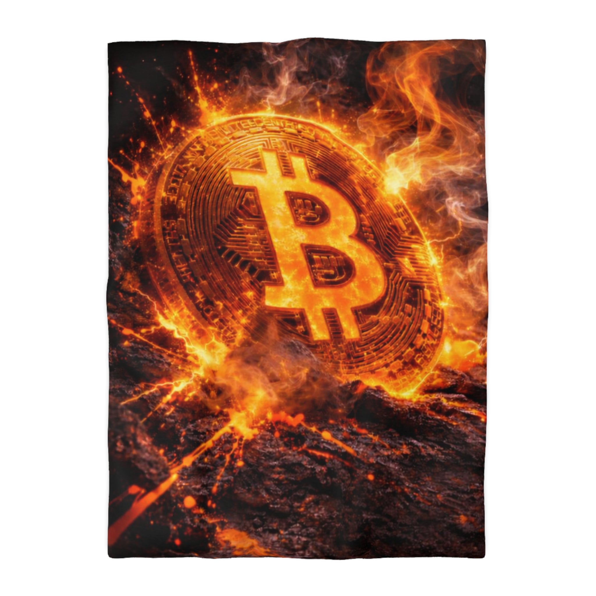 Flaming Bitcoin Microfiber Duvet Cover