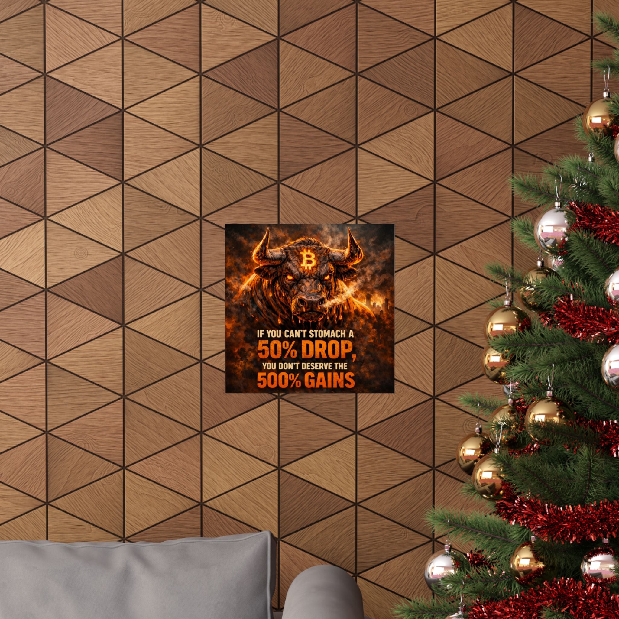 Bitcoin Bull Gains Matte Vertical Posters