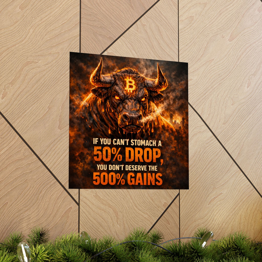 Bitcoin Bull Gains Matte Vertical Posters