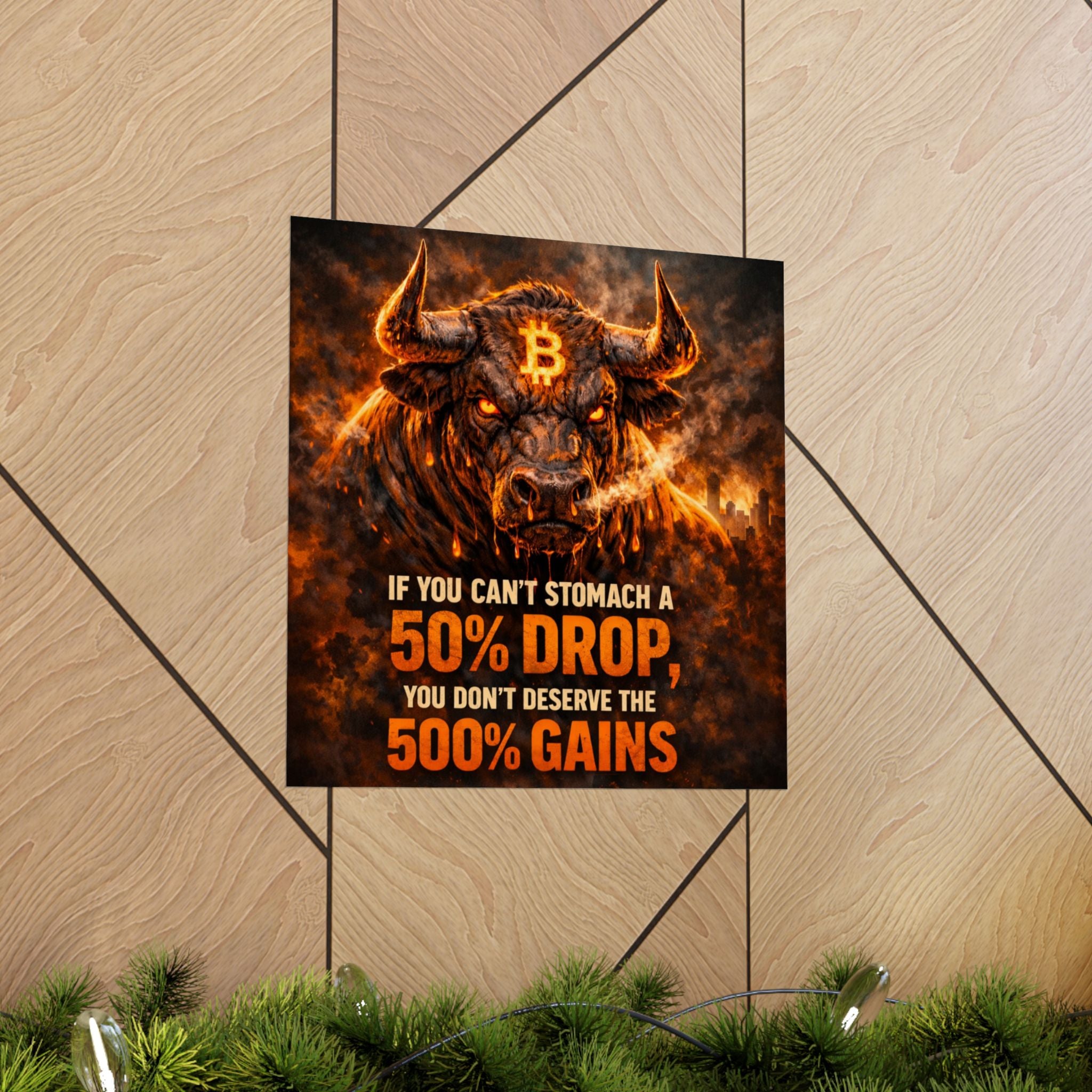 Bitcoin Bull Gains Matte Vertical Posters