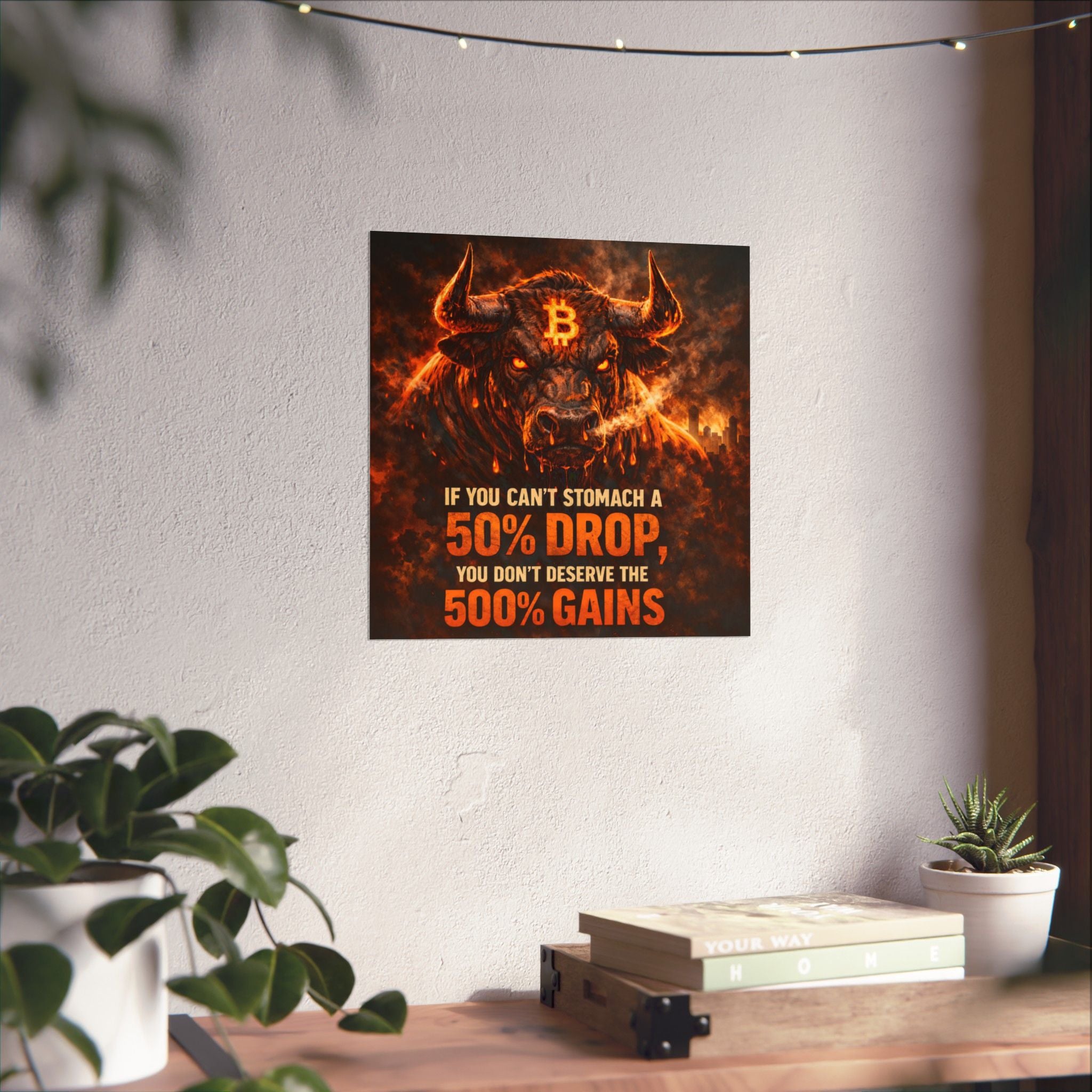 Bitcoin Bull Gains Matte Vertical Posters