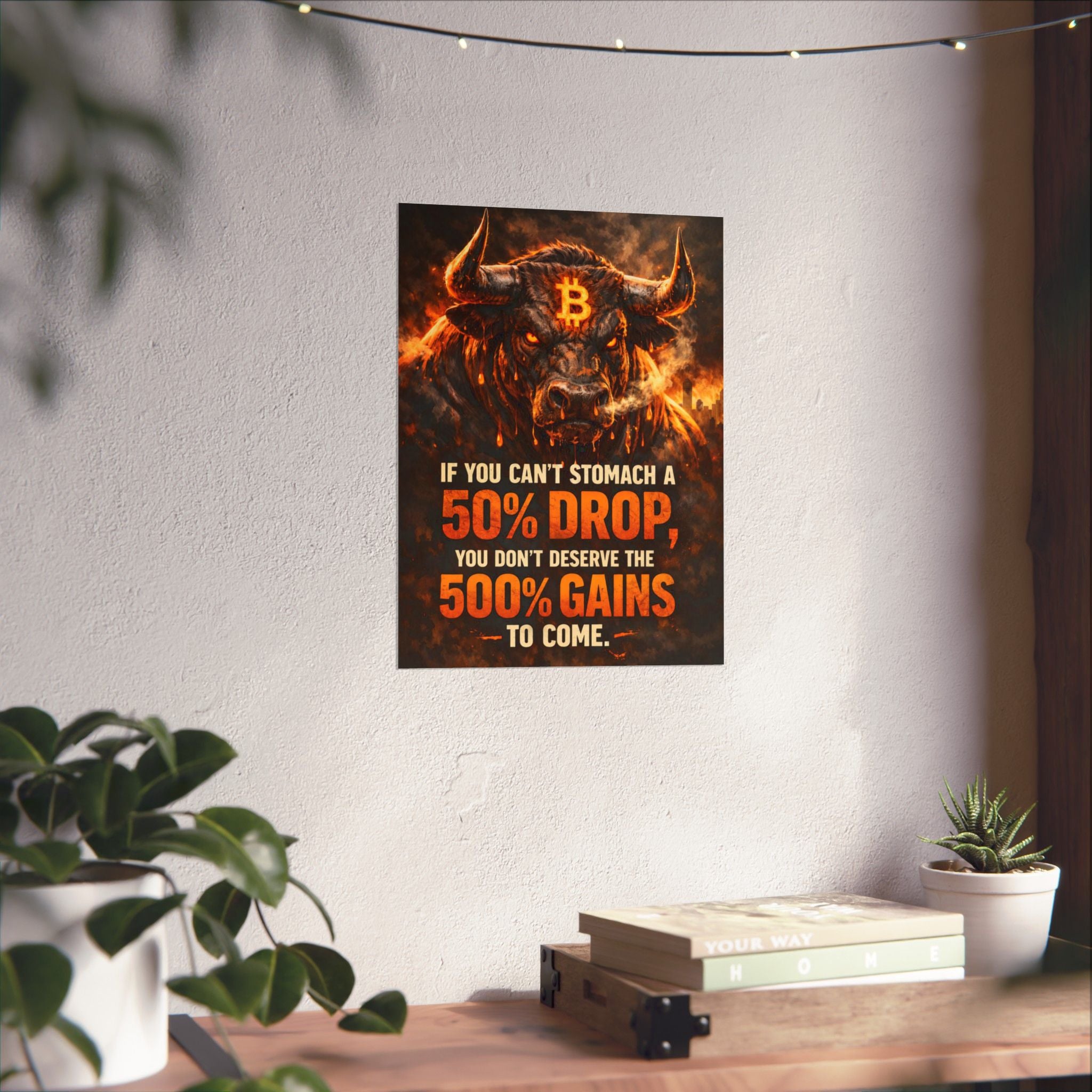 Bitcoin Bull Gains Matte Vertical Posters