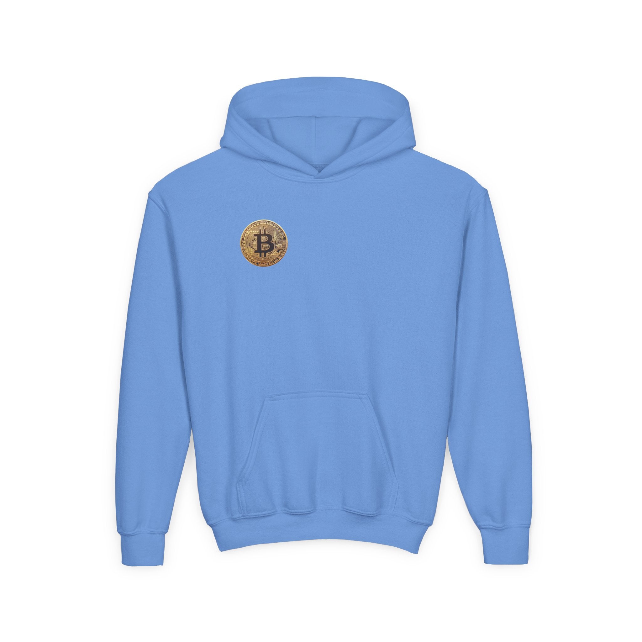 Bitcoin Logo Double Sided Youth Heavy Blend Hooded Sweatshirt