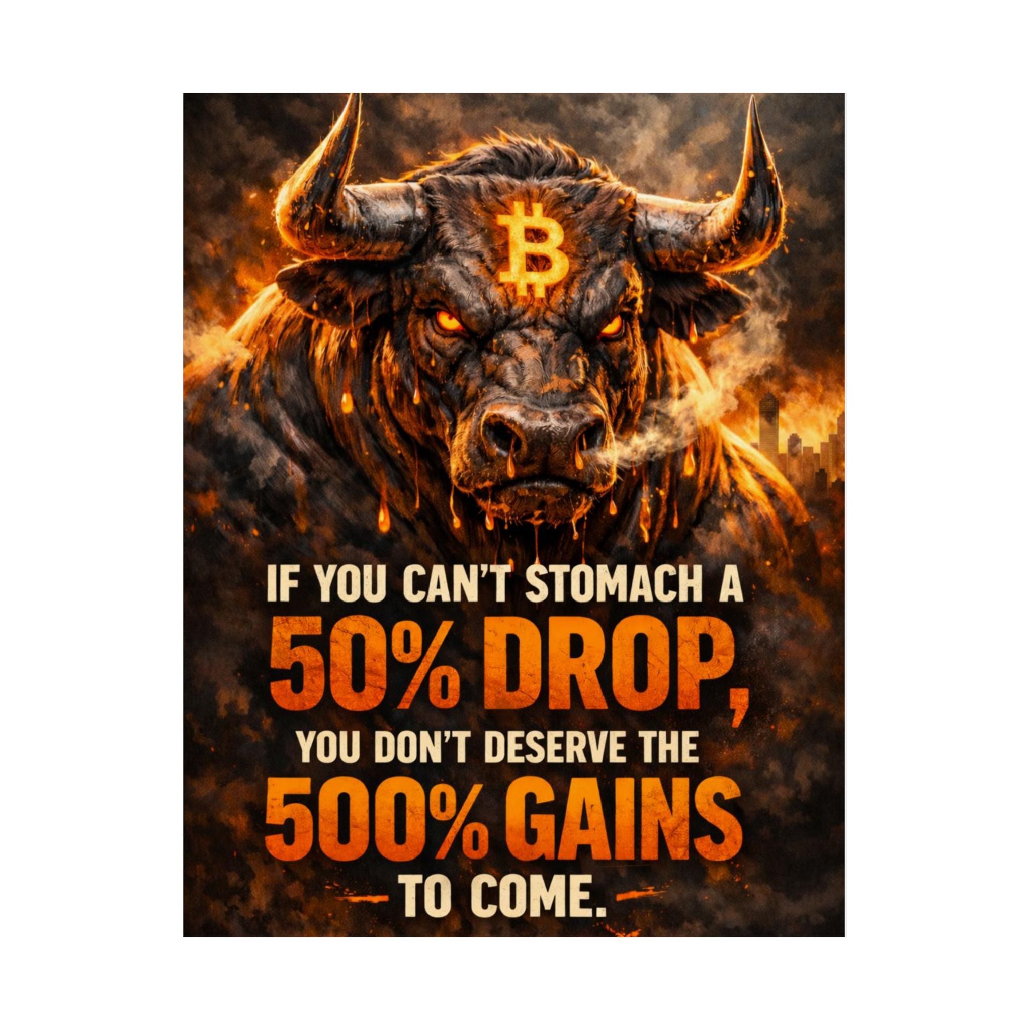 Bitcoin Bull Gains Matte Vertical Posters