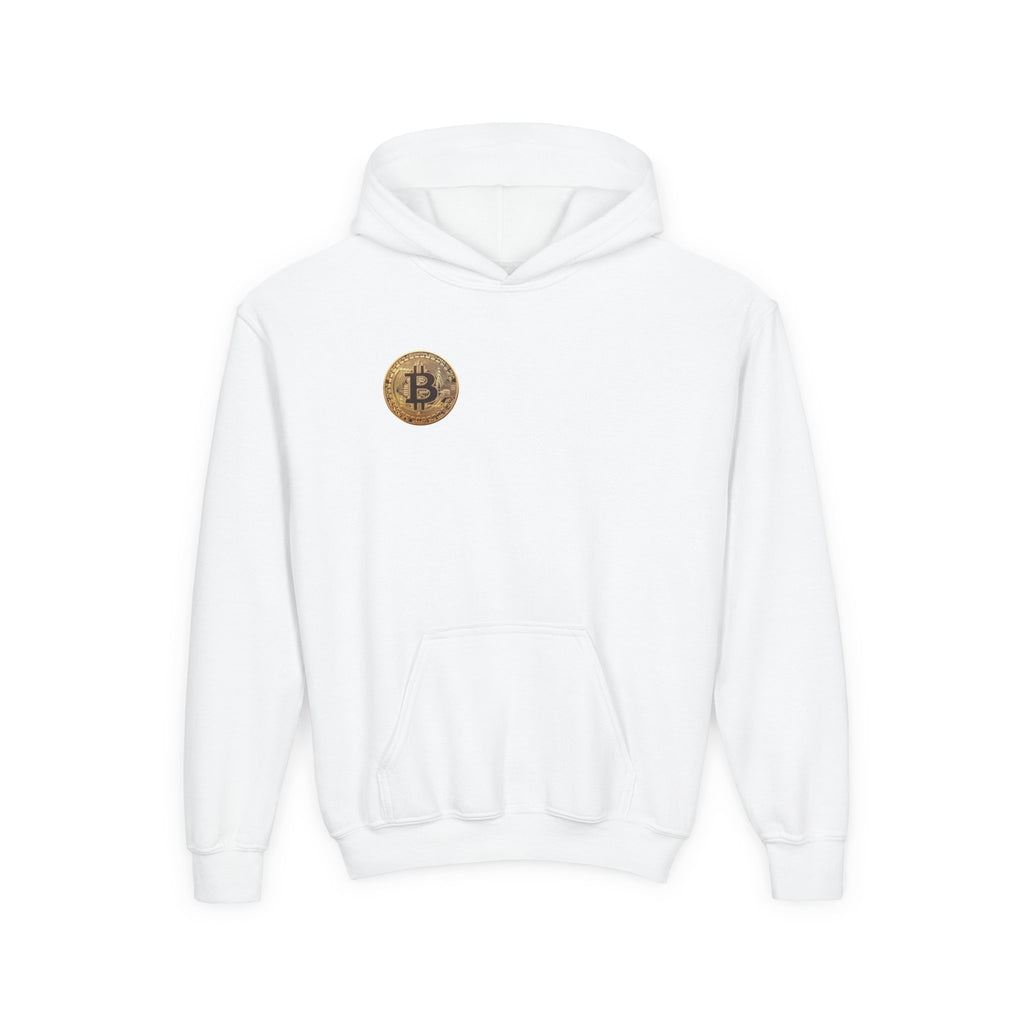 Bitcoin Logo Double Sided Youth Heavy Blend Hooded Sweatshirt