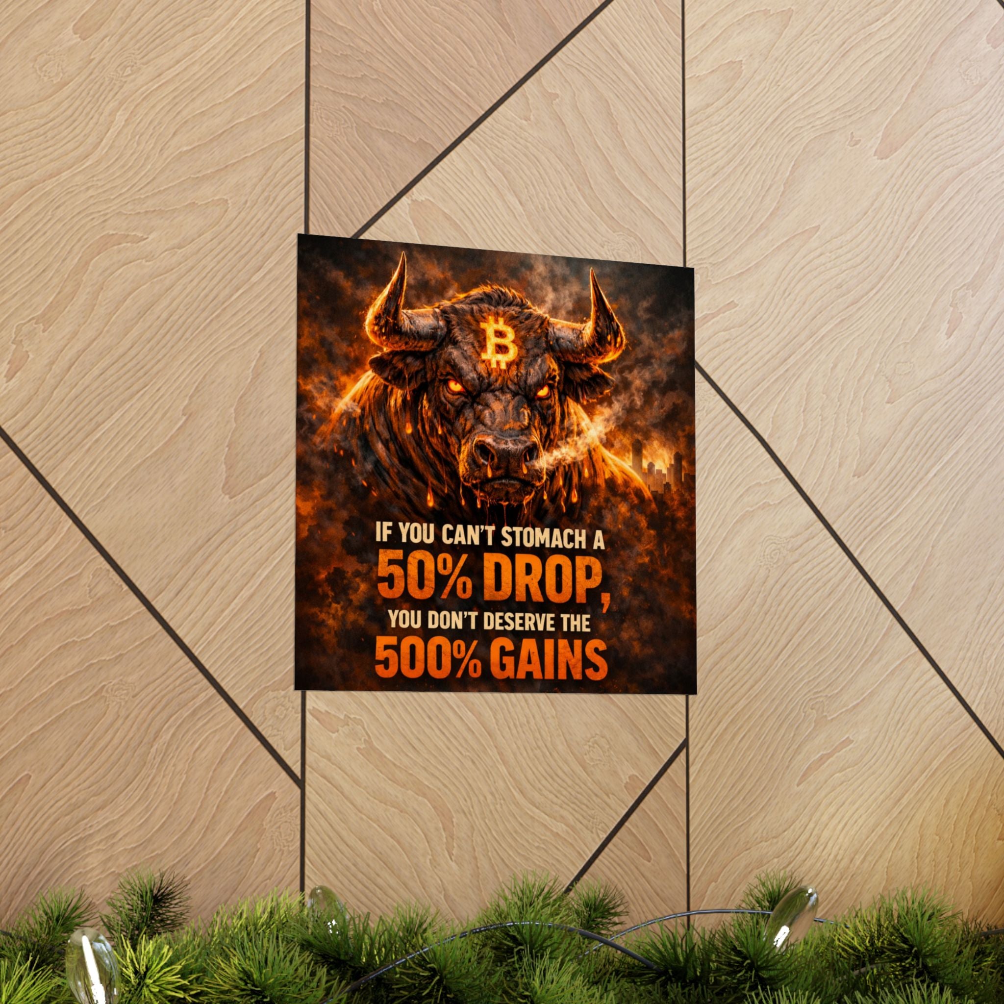 Bitcoin Bull Gains Matte Vertical Posters