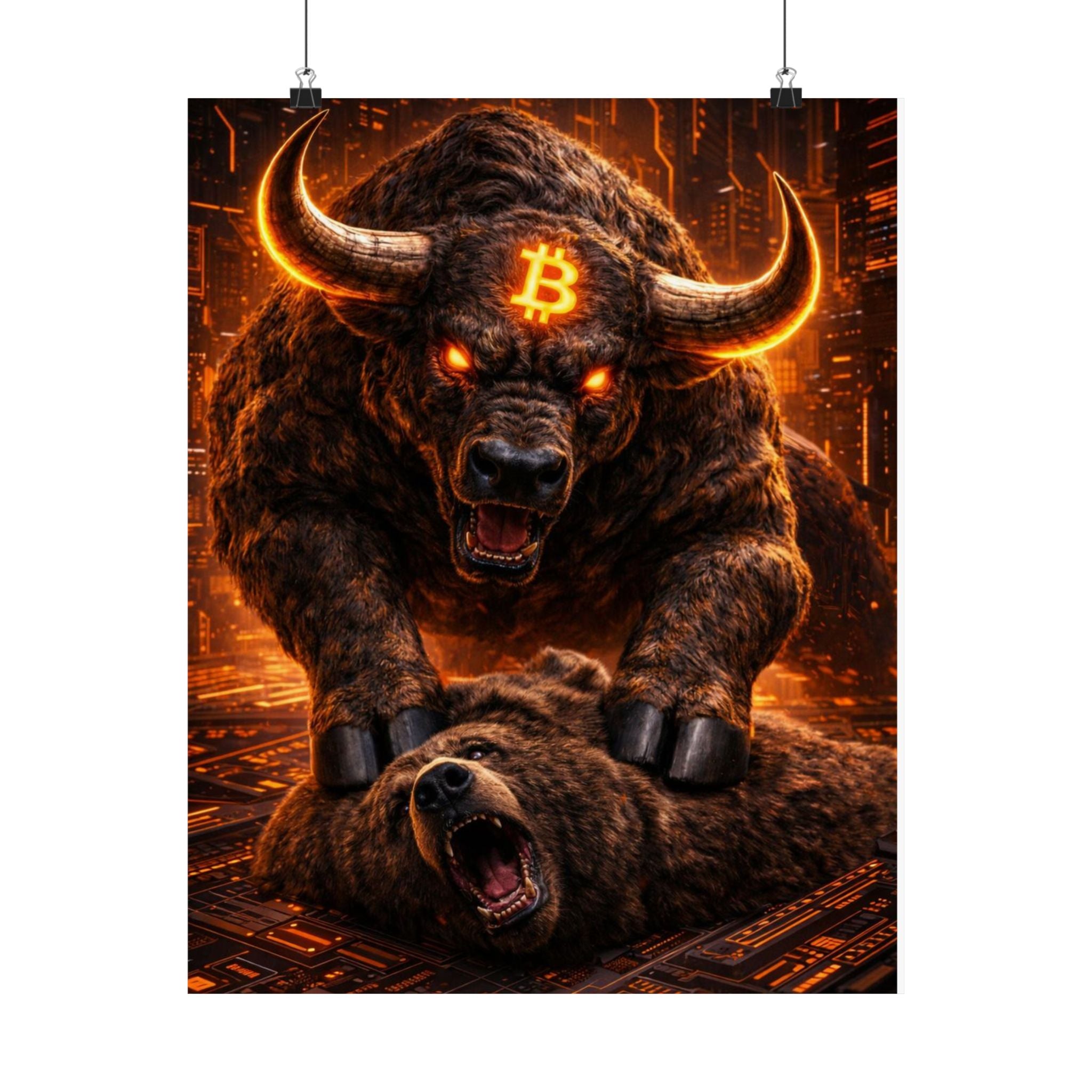 Bulls vs Bears Matte Vertical Posters