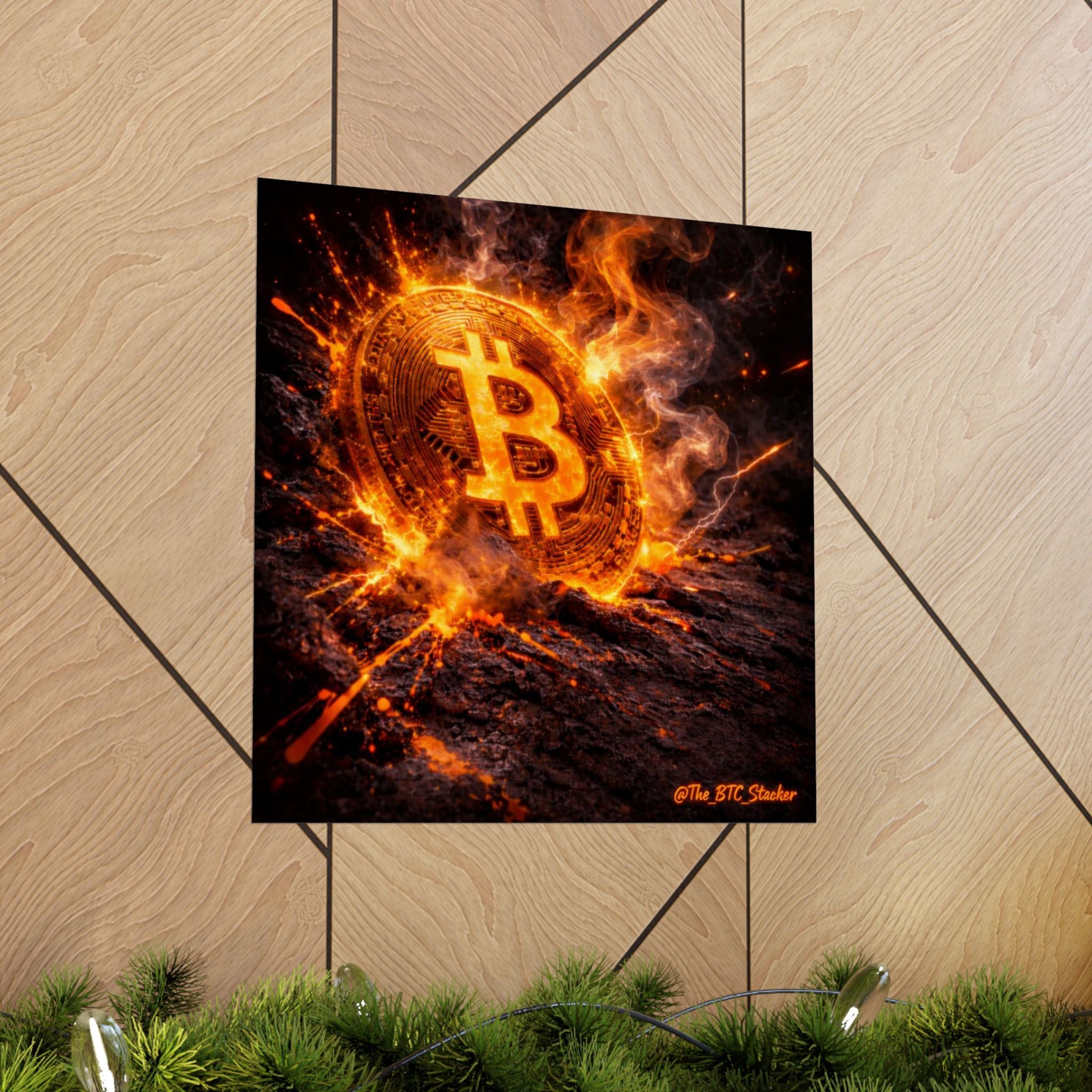 Flaming Bitcoin Matte Vertical Posters