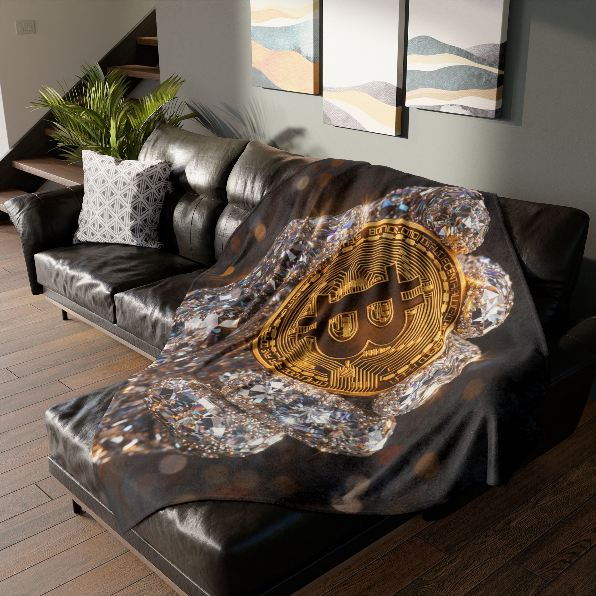 Diamond Hand Bitcoin Soft Polyester Blanket