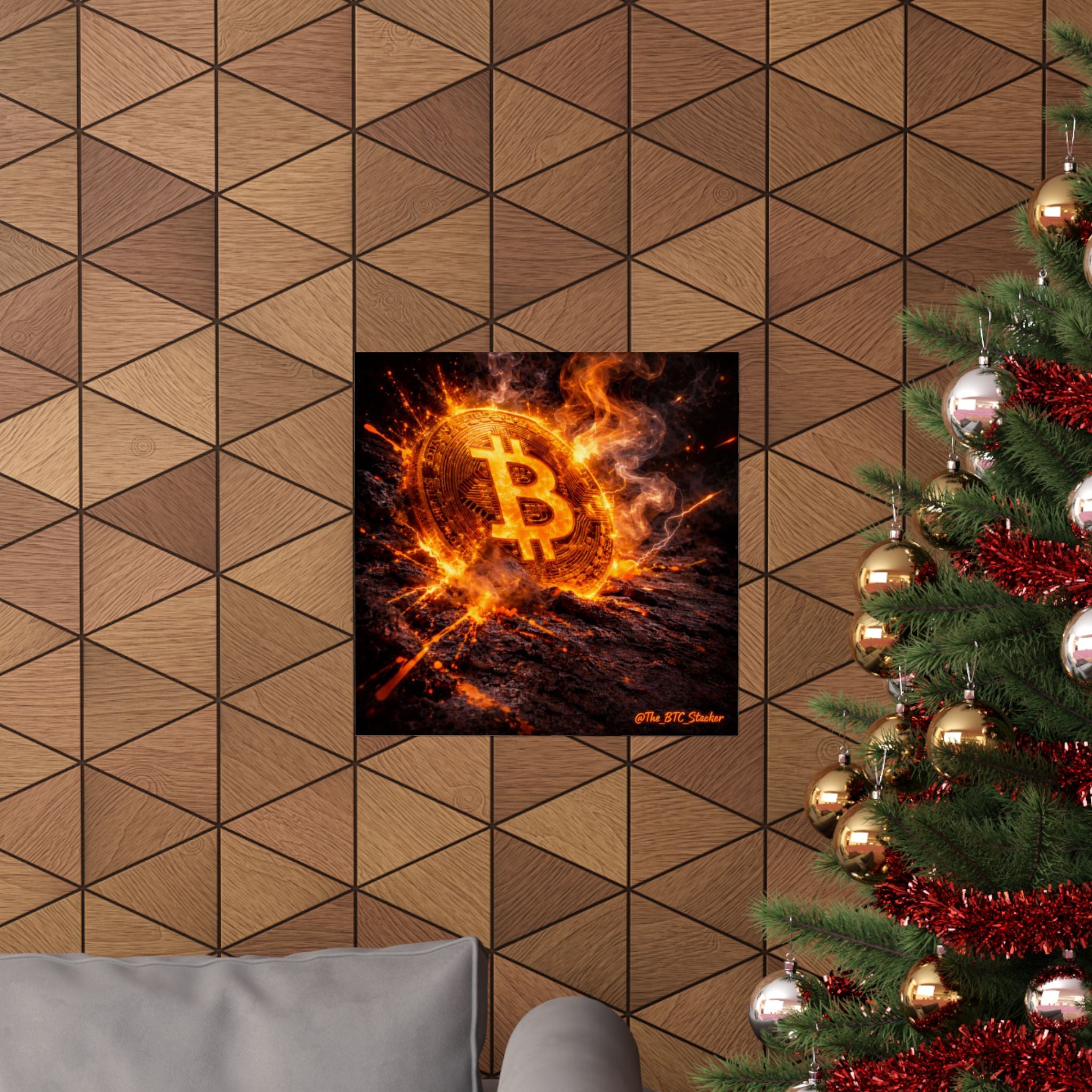 Flaming Bitcoin Matte Vertical Posters