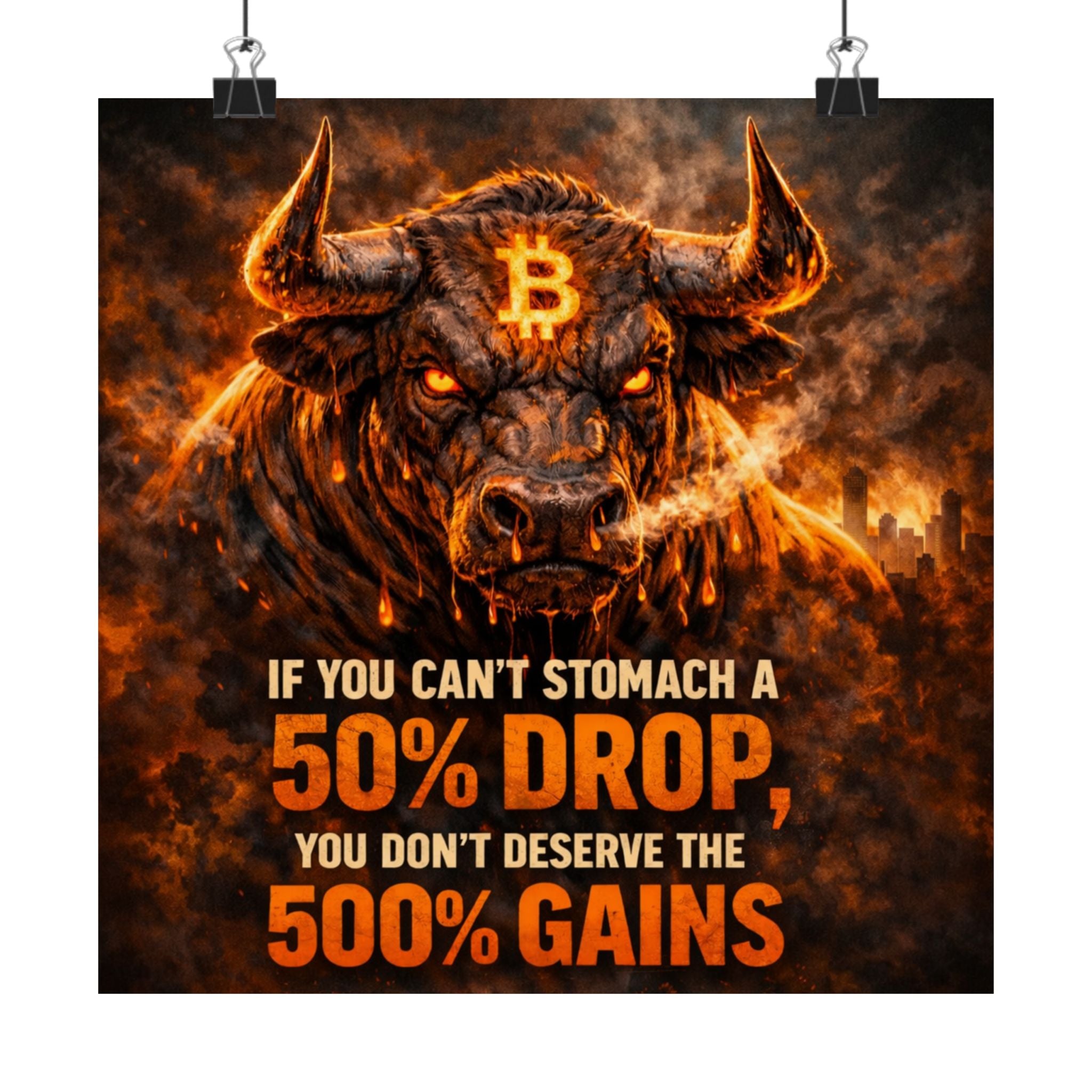 Bitcoin Bull Gains Matte Vertical Posters