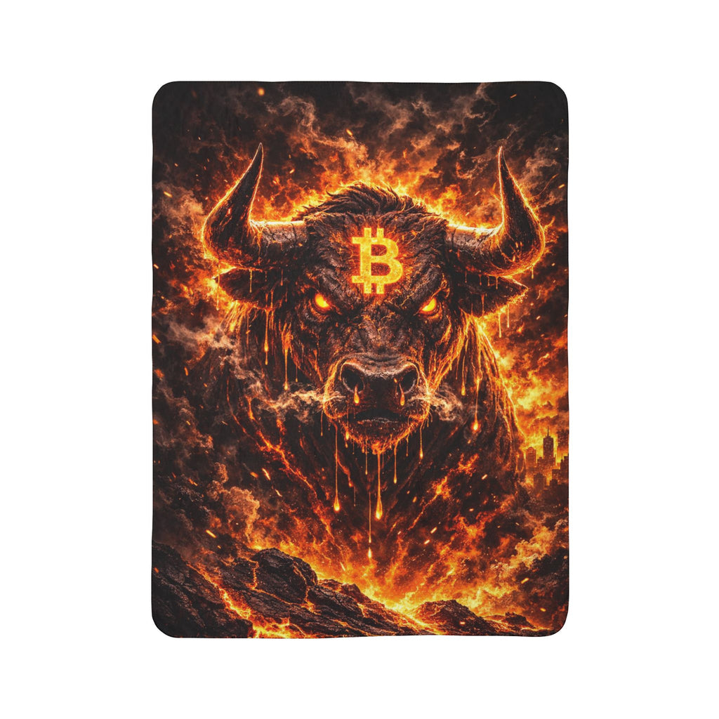 Bitcoin Bull Fleece Sherpa Blanket