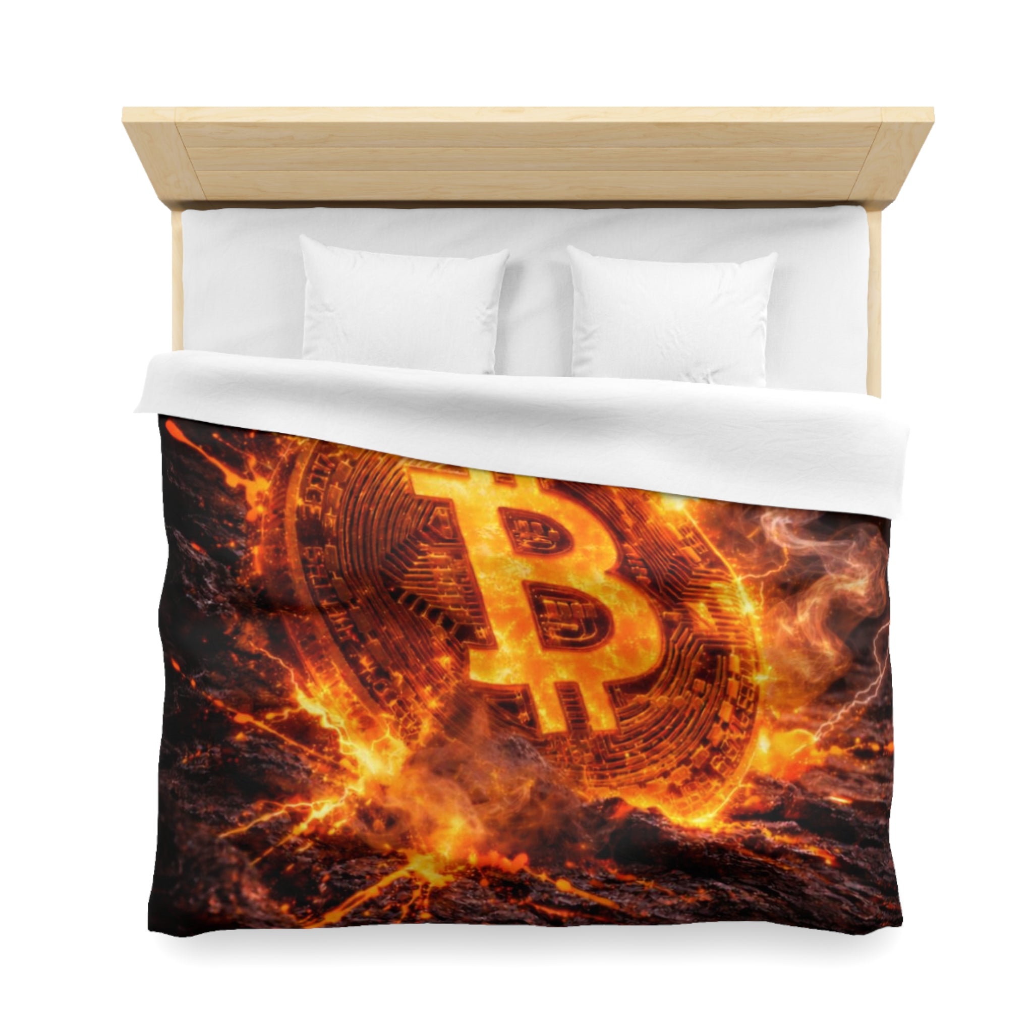 Flaming Bitcoin Microfiber Duvet Cover