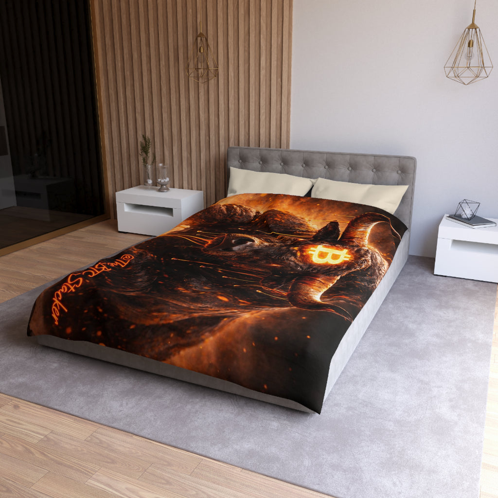 Bitcoin Bull Orange Eyes Microfiber Duvet Cover