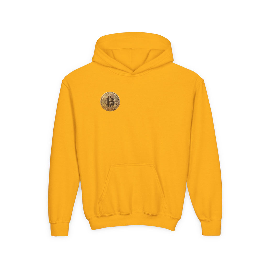 Bitcoin Logo Double Sided Youth Heavy Blend Hooded Sweatshirt
