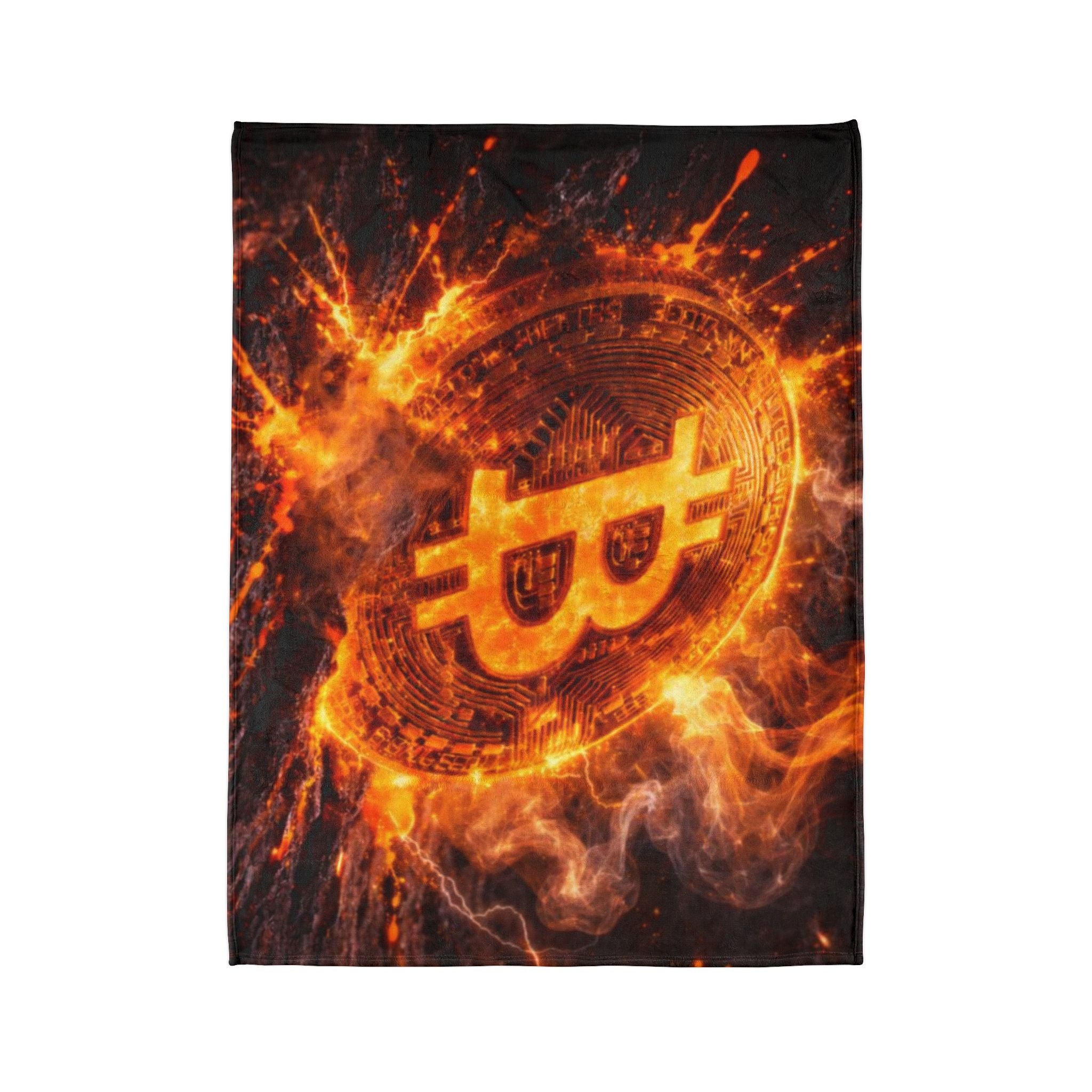 Flaming Bitcoin Soft Polyester Blanket