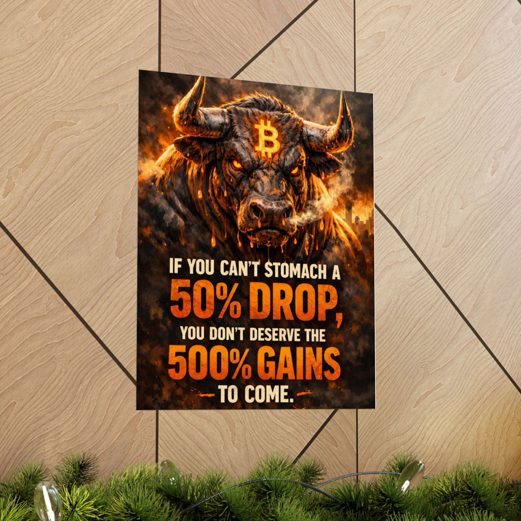 Bitcoin Bull Gains Matte Vertical Posters