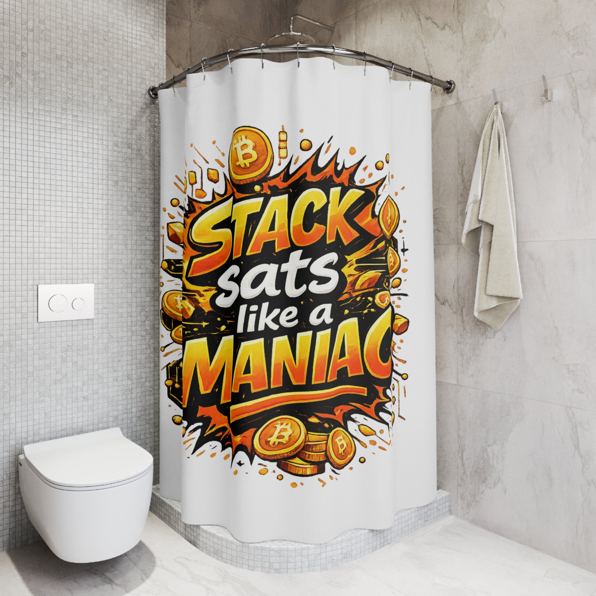 Stack Bitcoin like a Maniac Abstract Shower Curtains