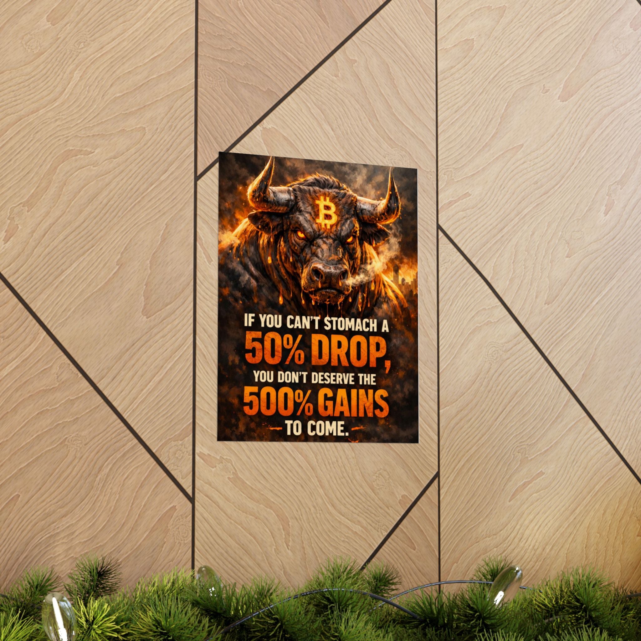 Bitcoin Bull Gains Matte Vertical Posters