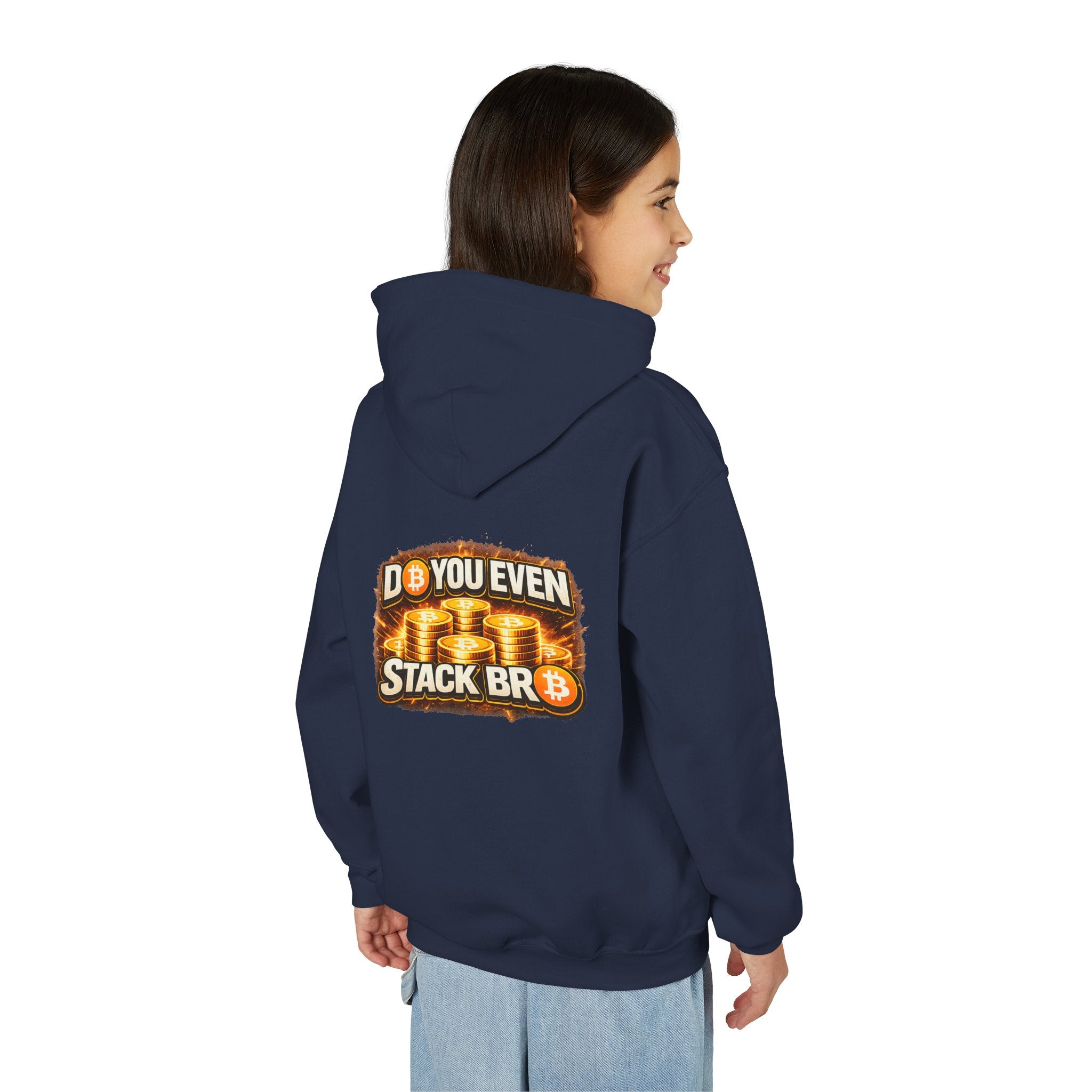 Bitcoin Logo Double Sided Youth Heavy Blend Hooded Sweatshirt