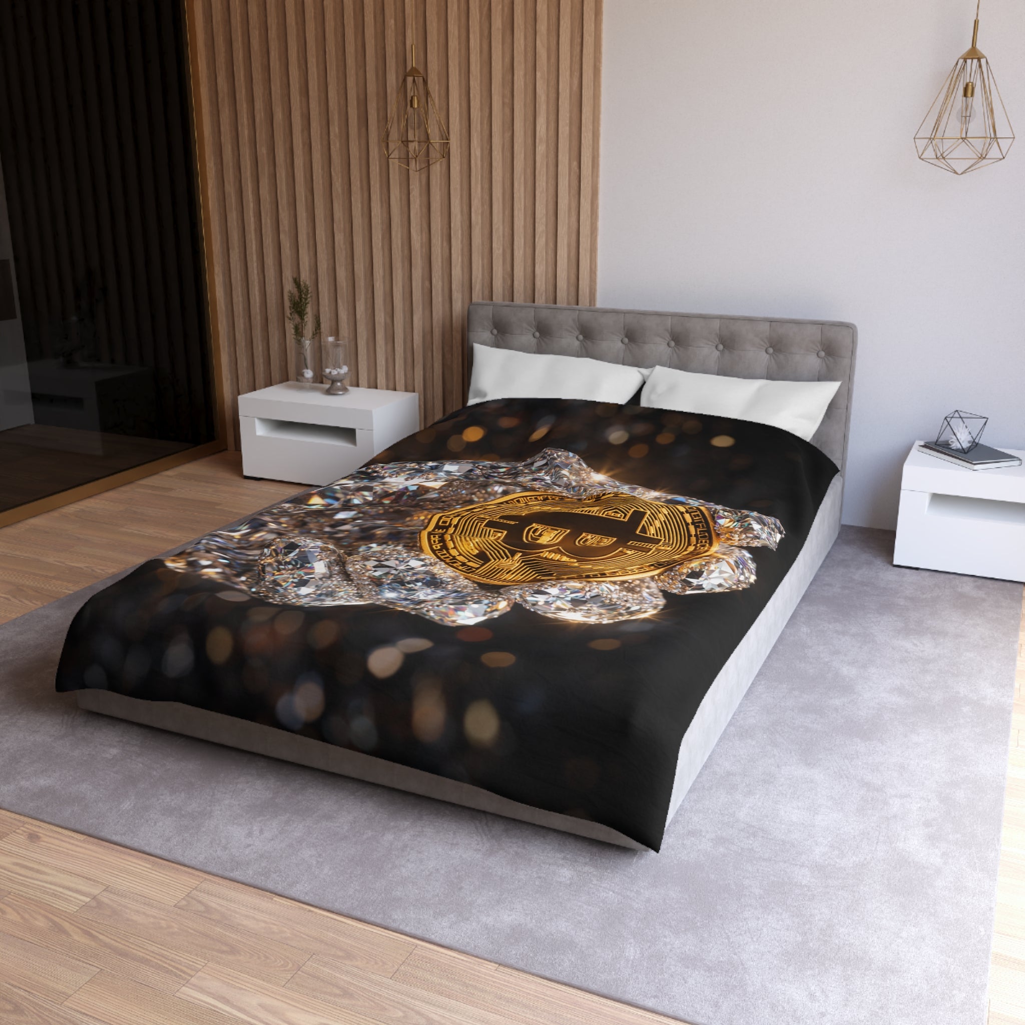 Diamond Hand Bitcoin Microfiber Duvet Cover