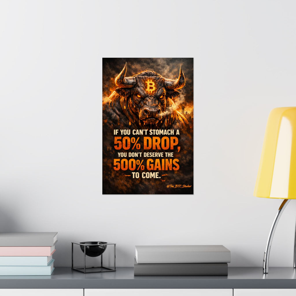 Bitcoin Bull Gains Matte Vertical Posters