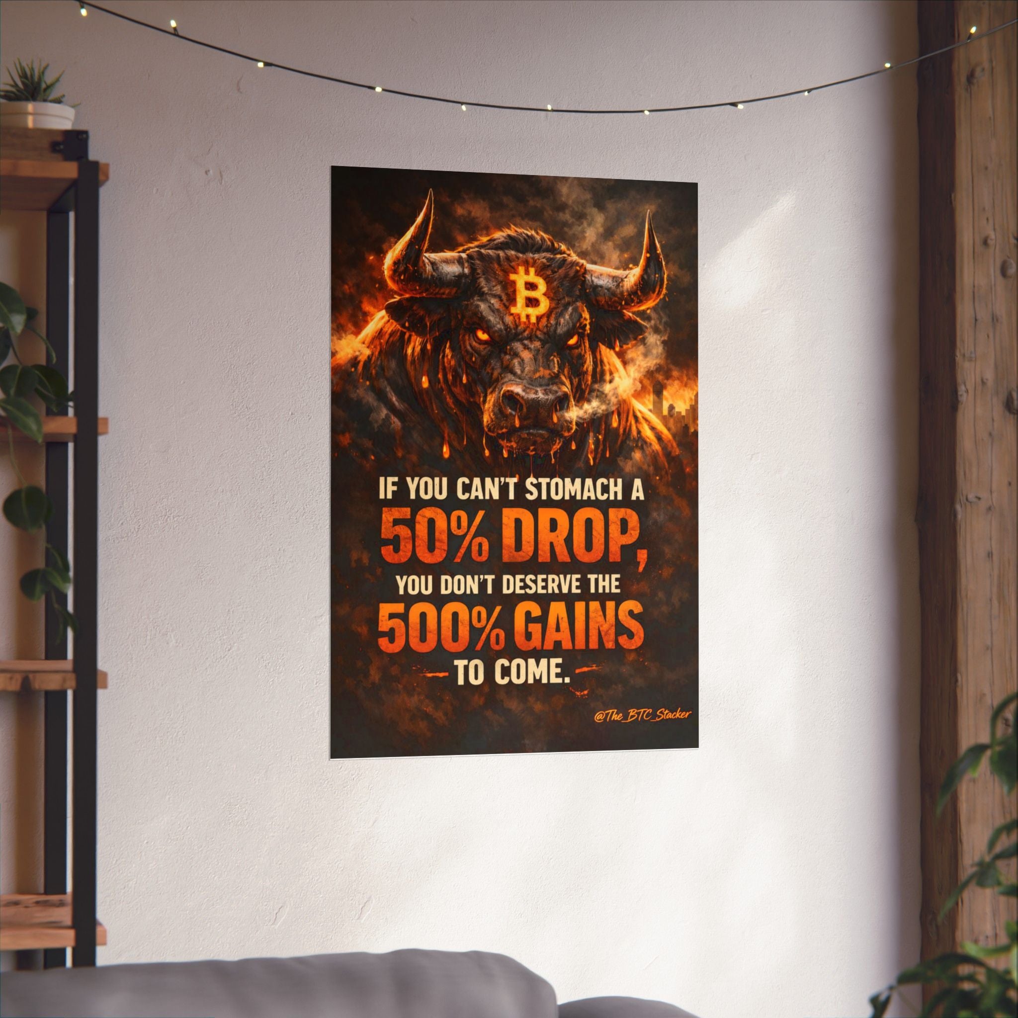 Bitcoin Bull Gains Matte Vertical Posters