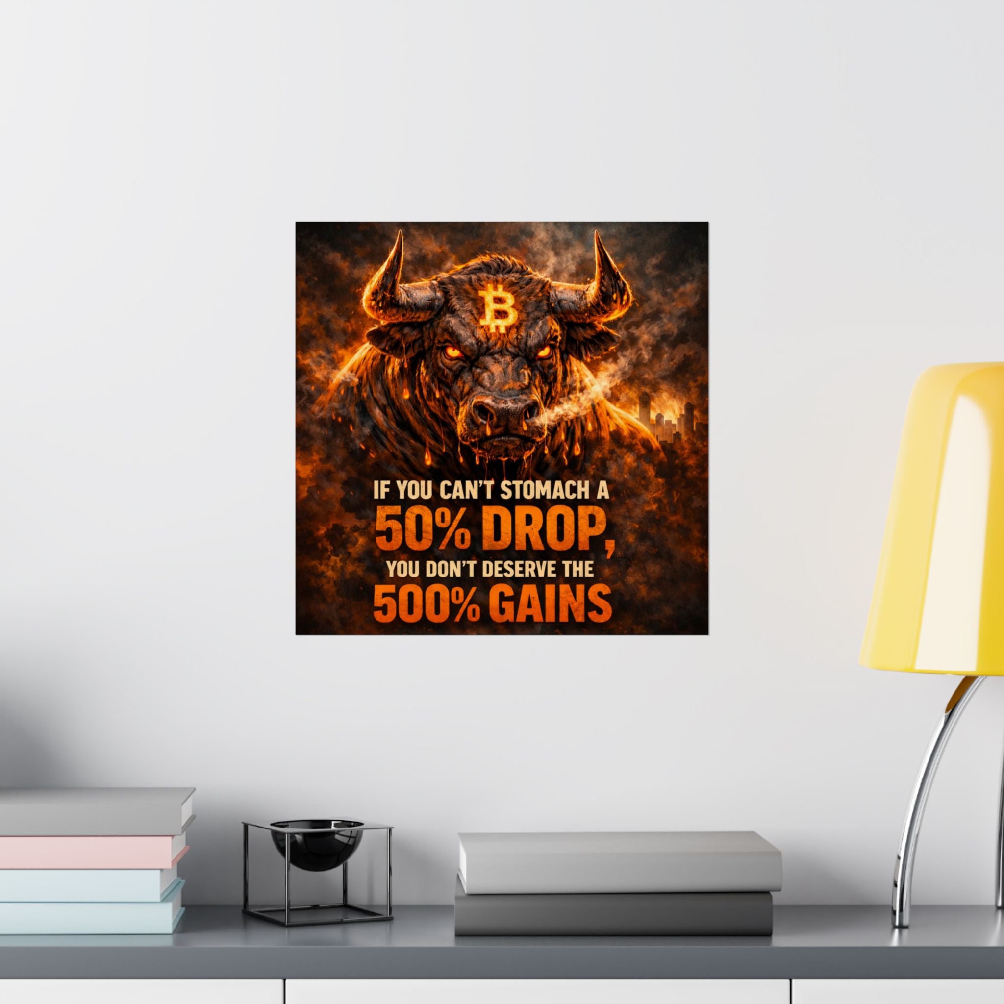 Bitcoin Bull Gains Matte Vertical Posters