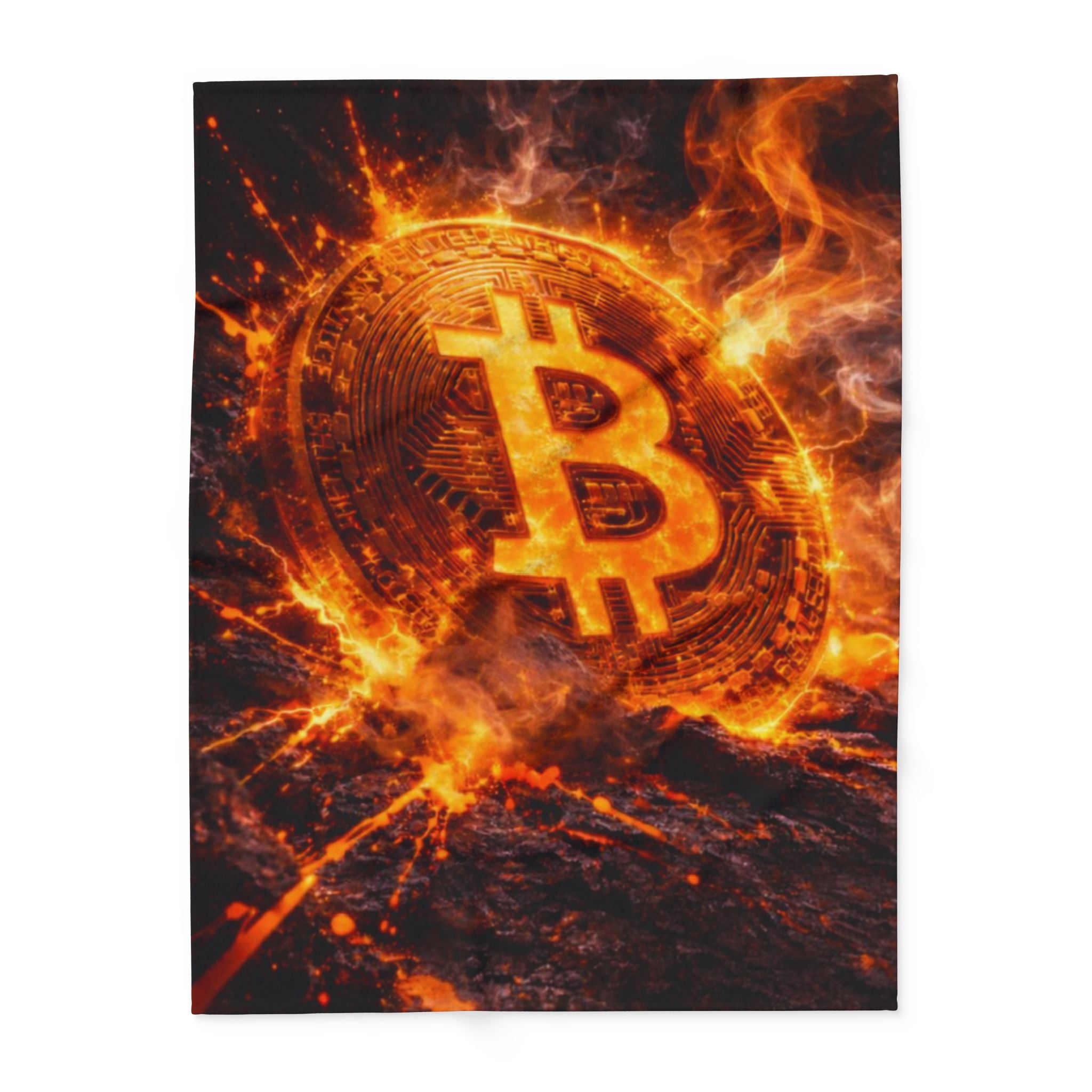 Flaming Bitcoin Arctic Fleece Blanket