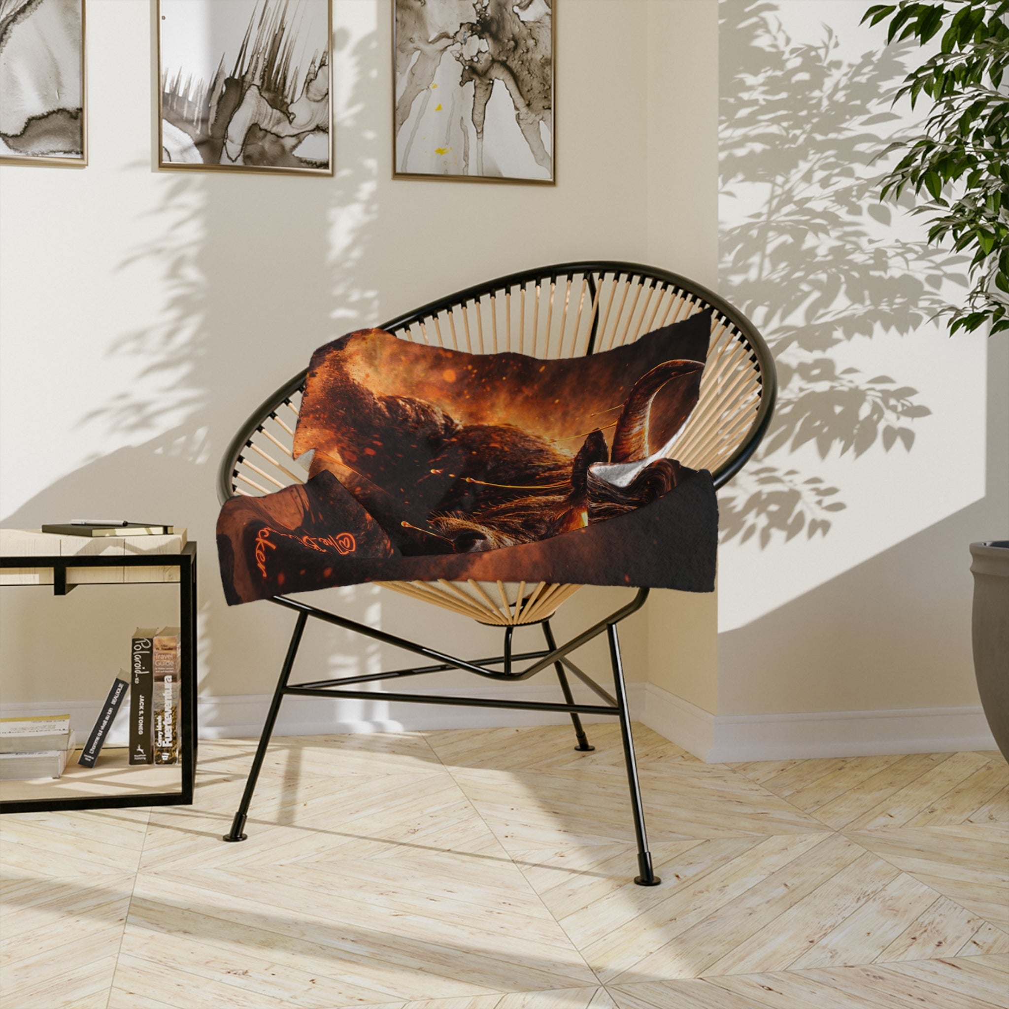 Bitcoin Bull Orange Eyes Velveteen Microfiber Blanket