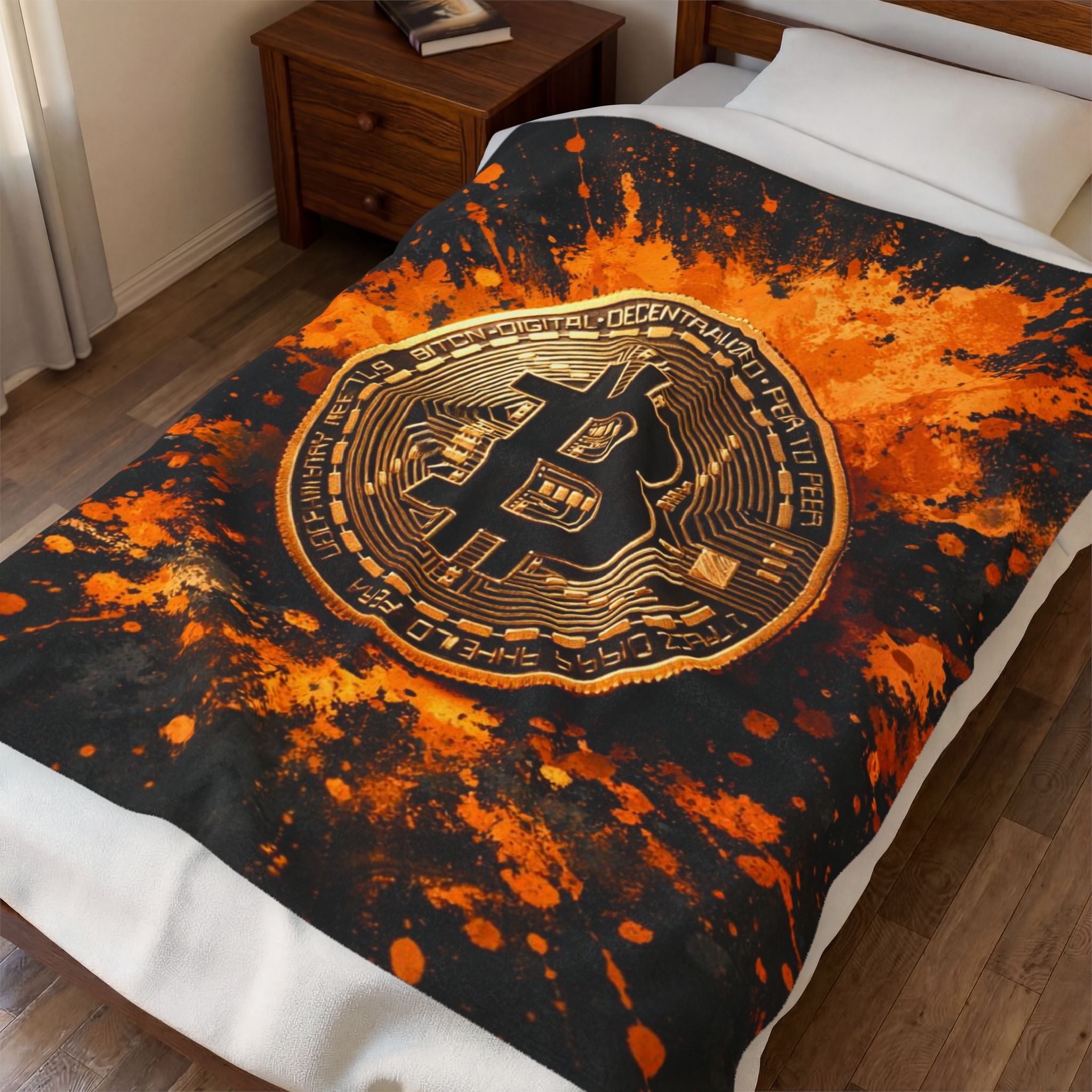 Bitcoin Full Art Velveteen Plush Blanket