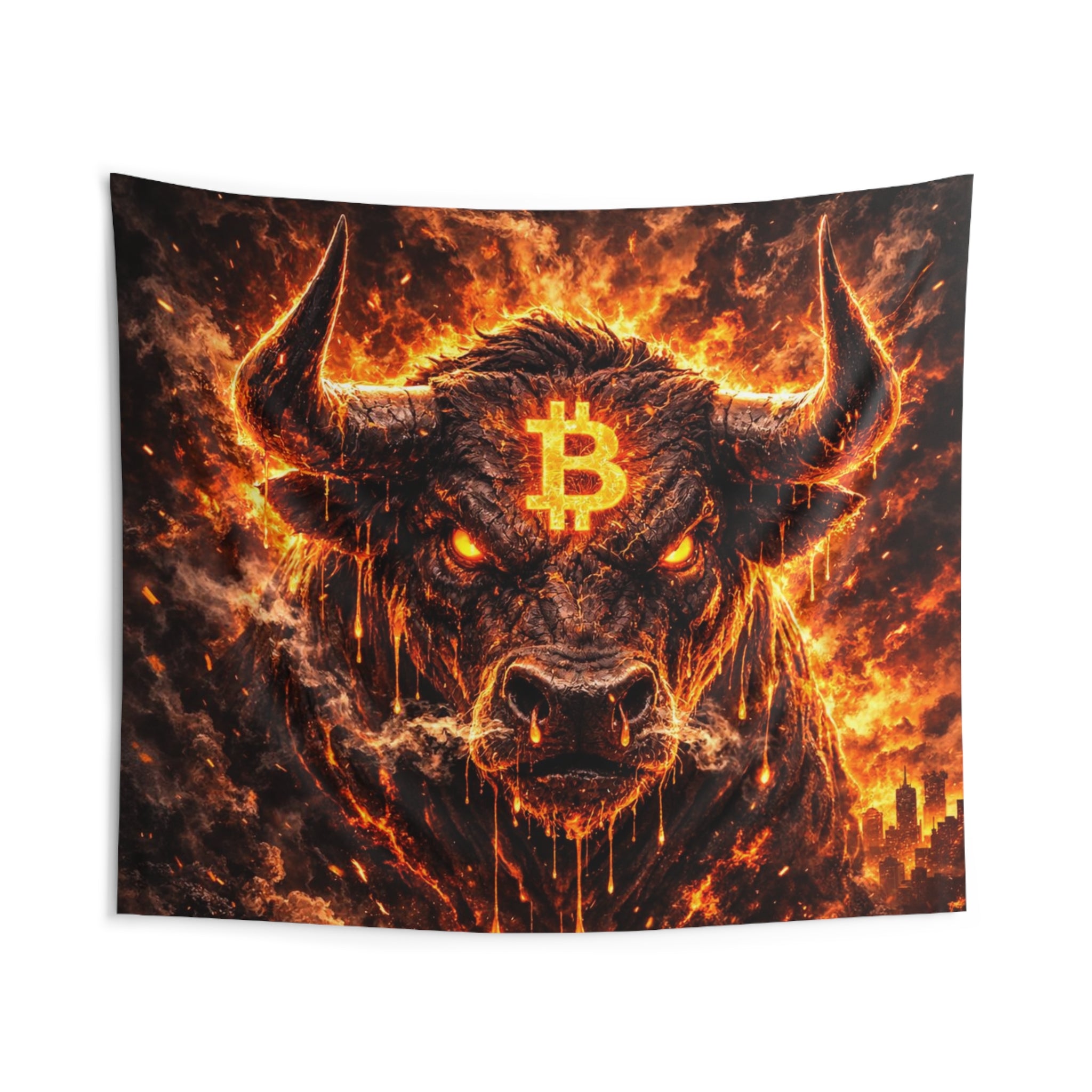 Bitcoin Bull Abstract Indoor Wall Tapestries