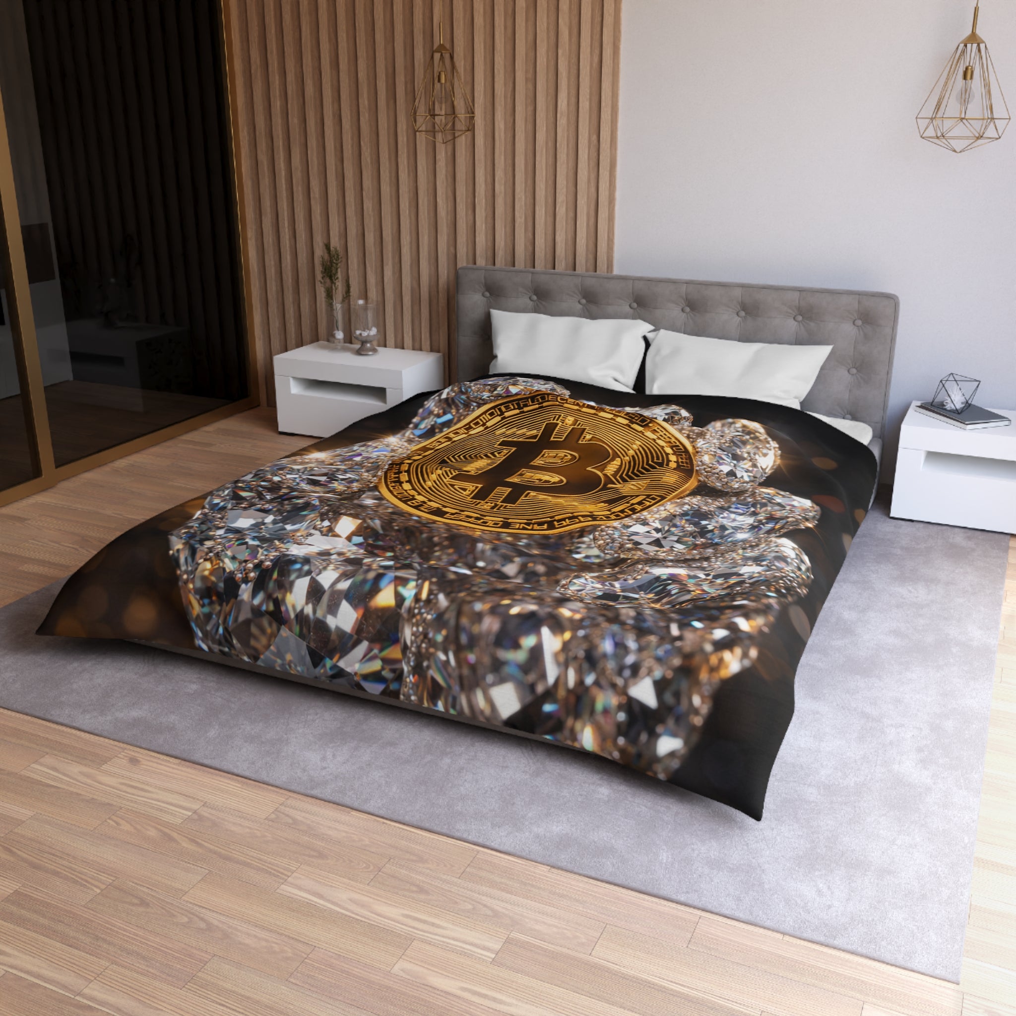 Diamond Hand Bitcoin Microfiber Duvet Cover