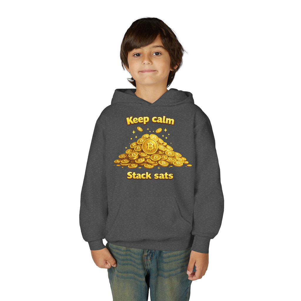 Keep Calm Stack Sats Youth Heavy Blend Hooded Sweatshirt