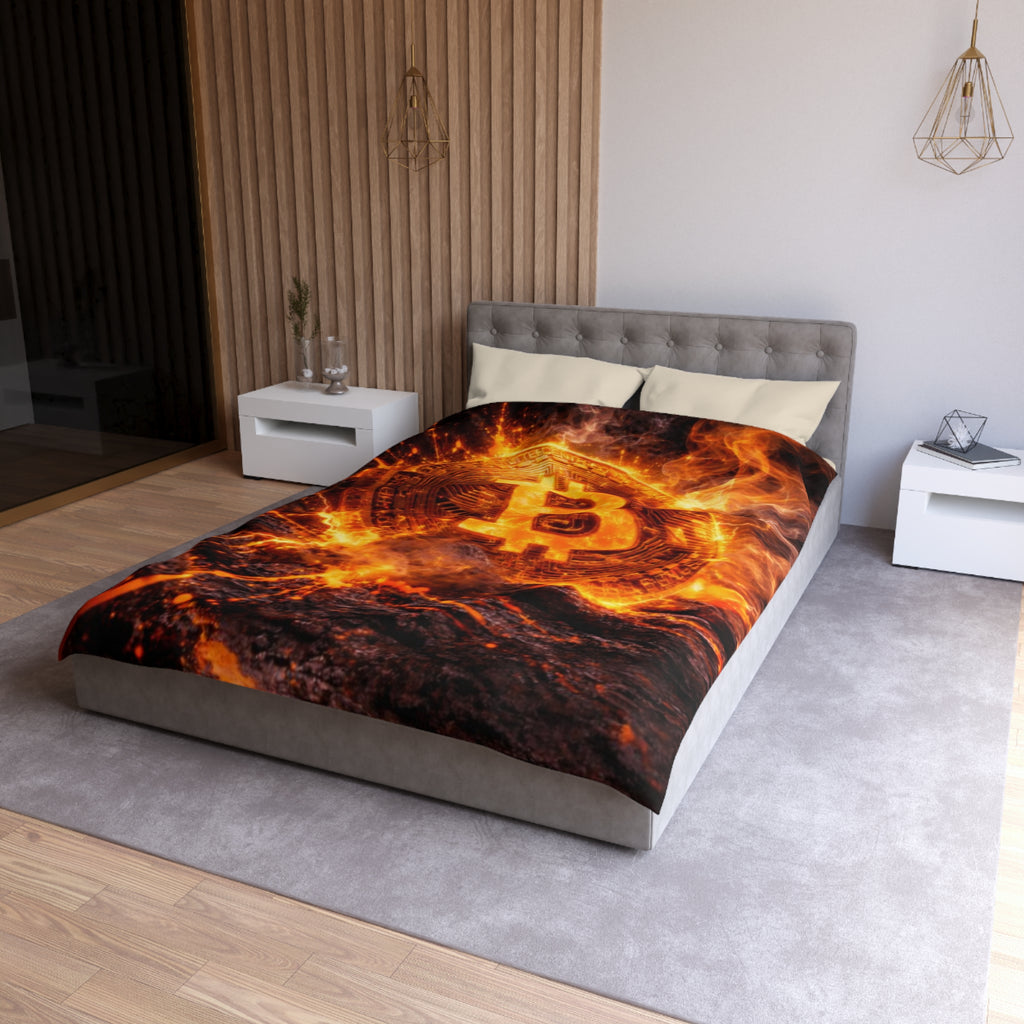 Flaming Bitcoin Microfiber Duvet Cover