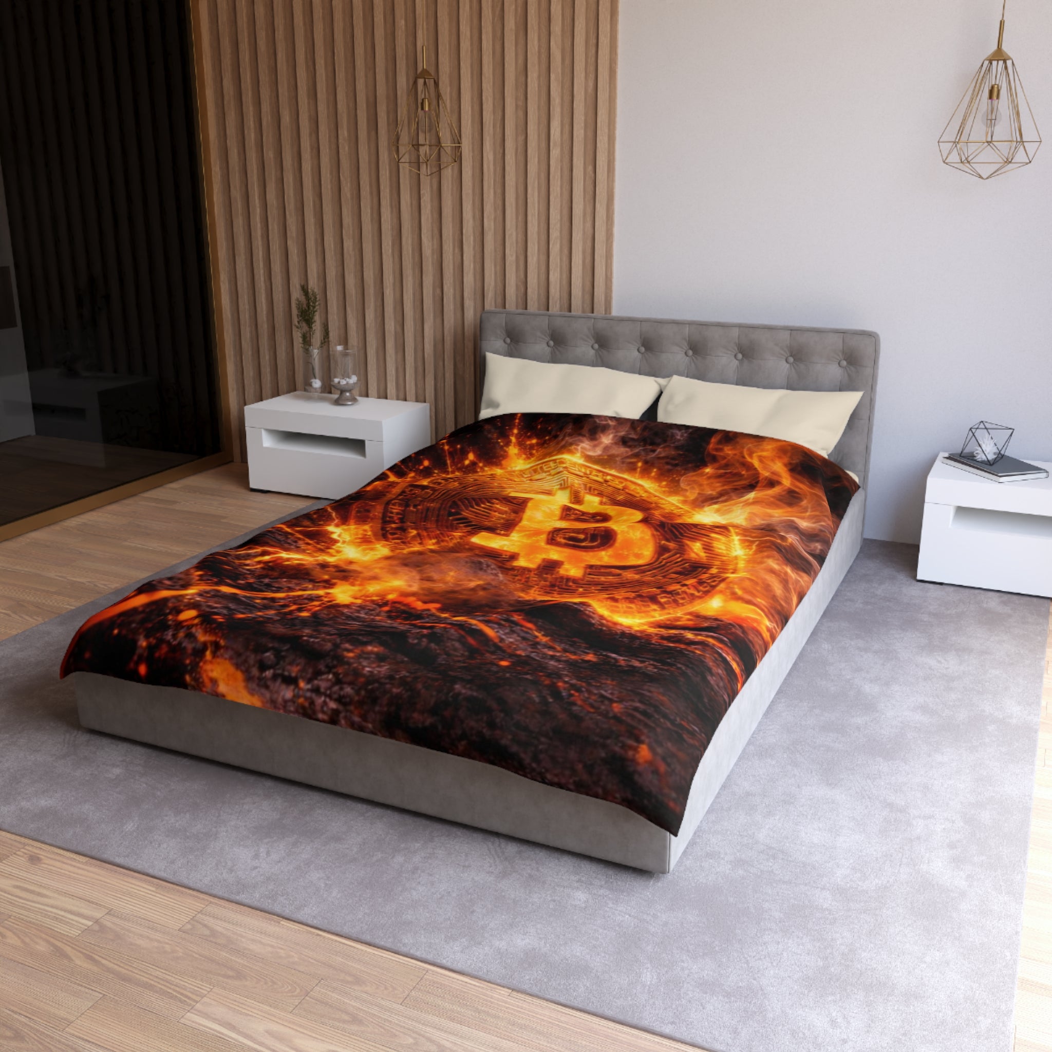 Flaming Bitcoin Microfiber Duvet Cover