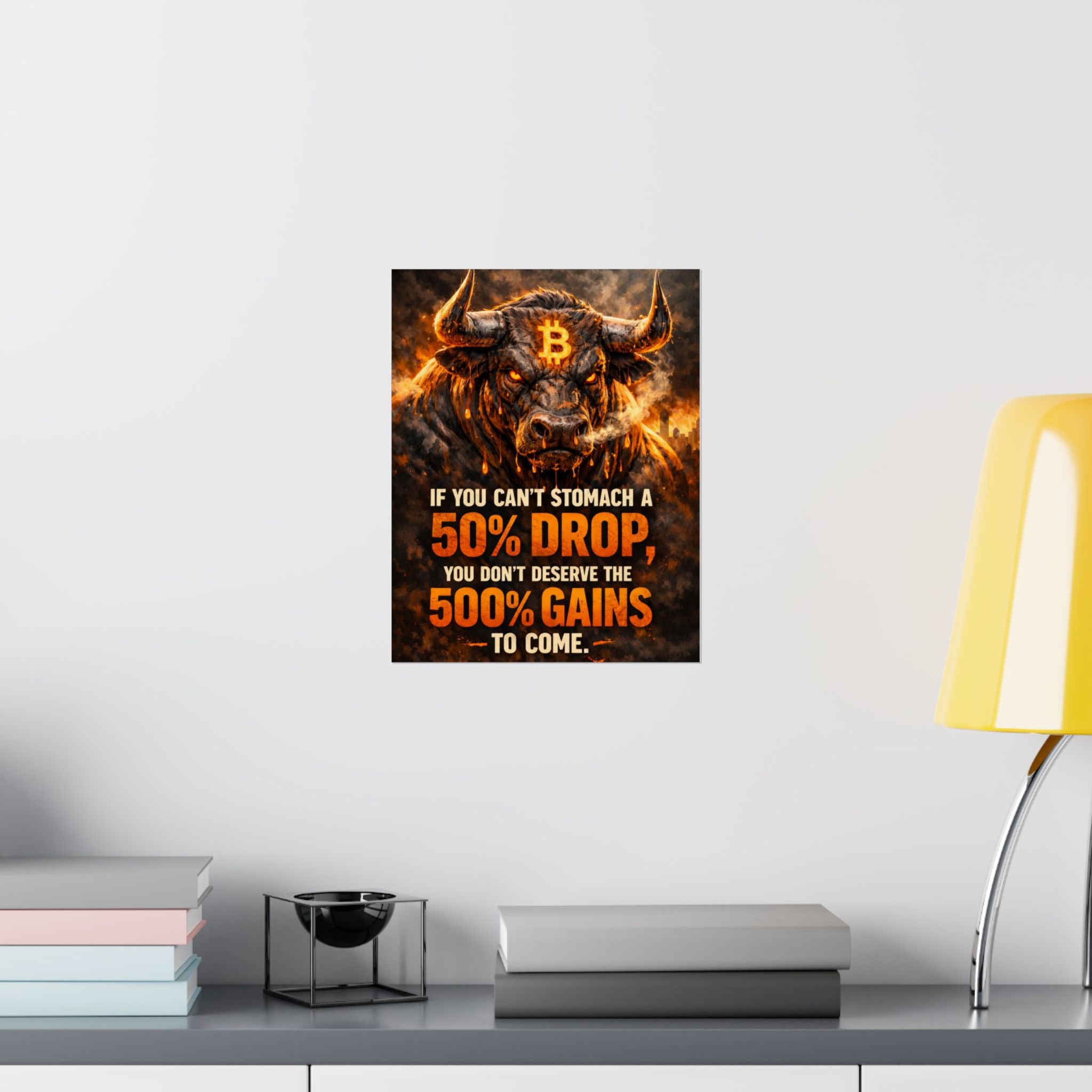 Bitcoin Bull Gains Matte Vertical Posters