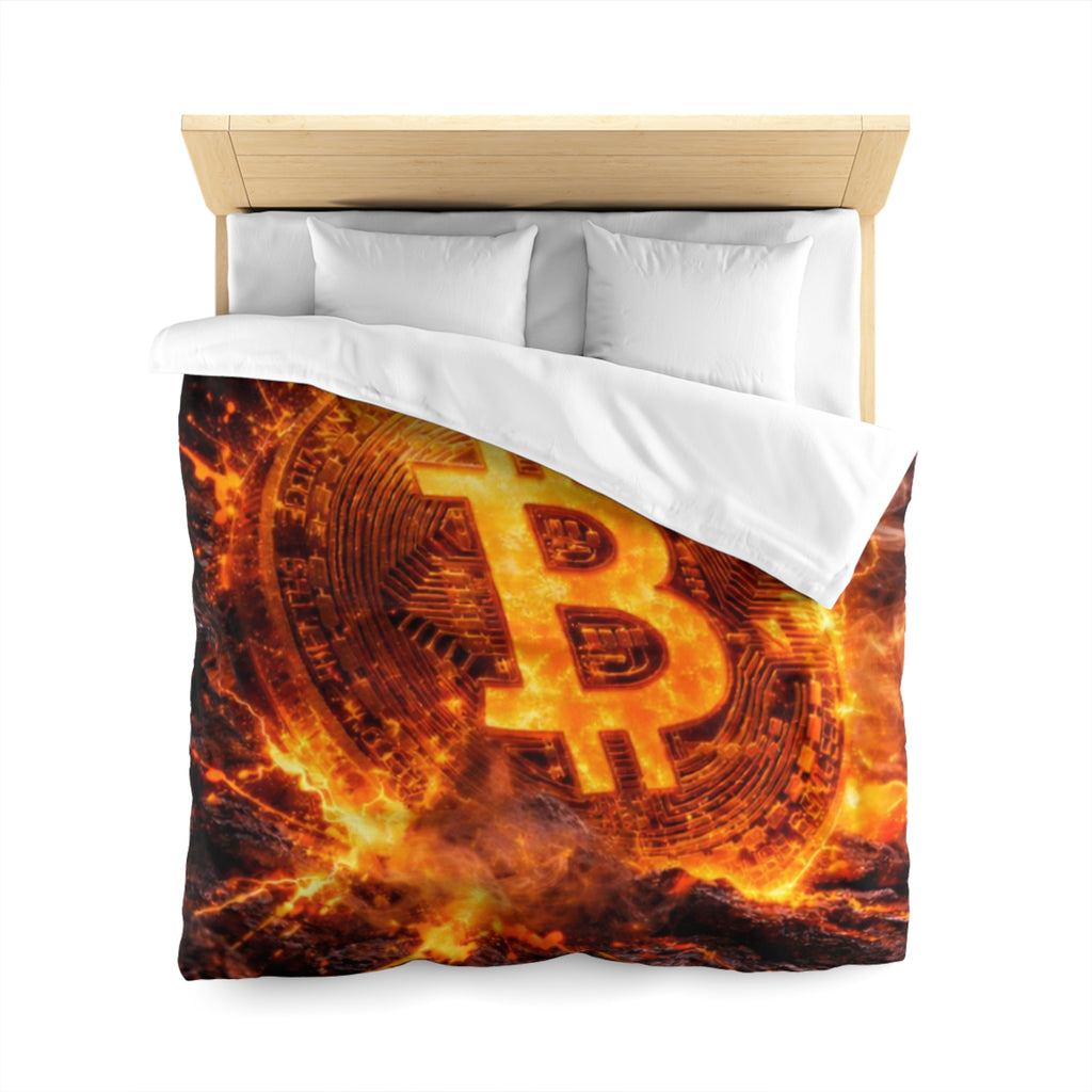Flaming Bitcoin Microfiber Duvet Cover