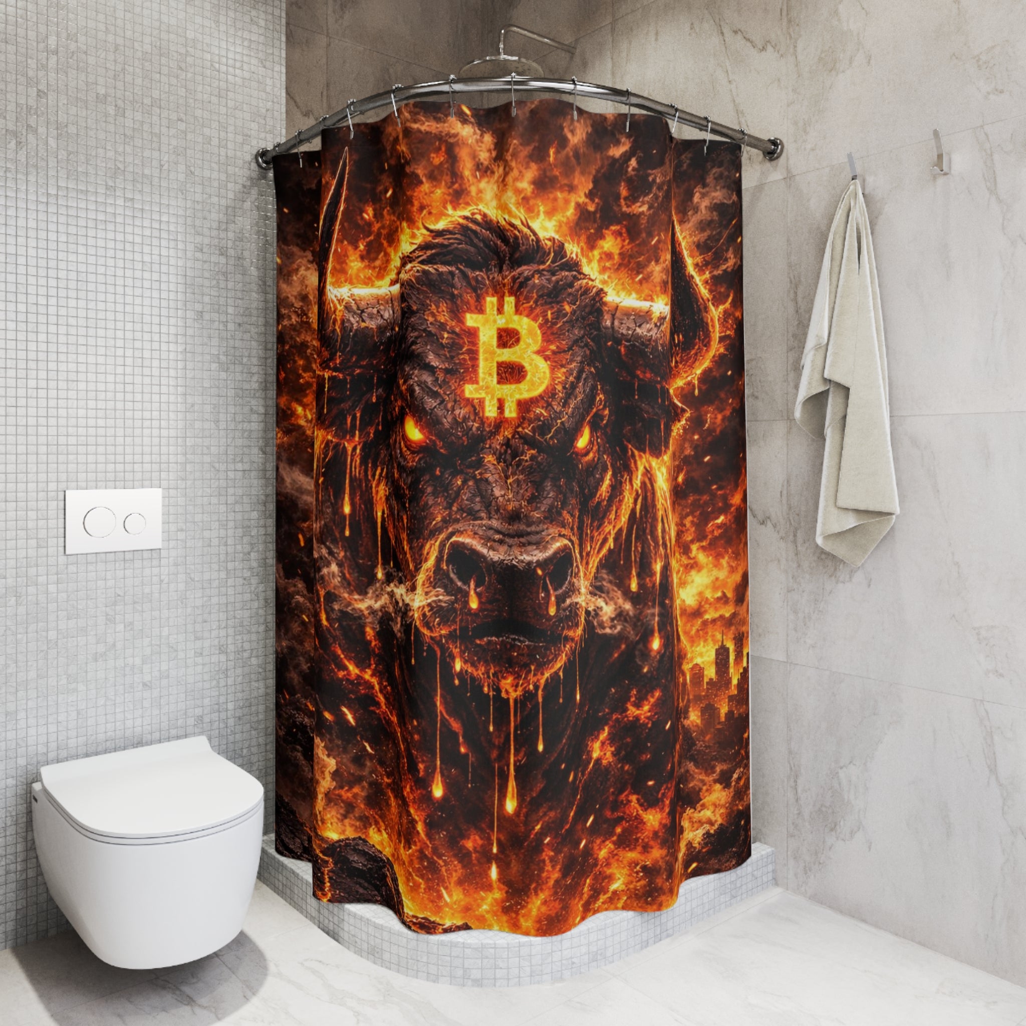 Bitcoin Bull Abstract Shower Curtains
