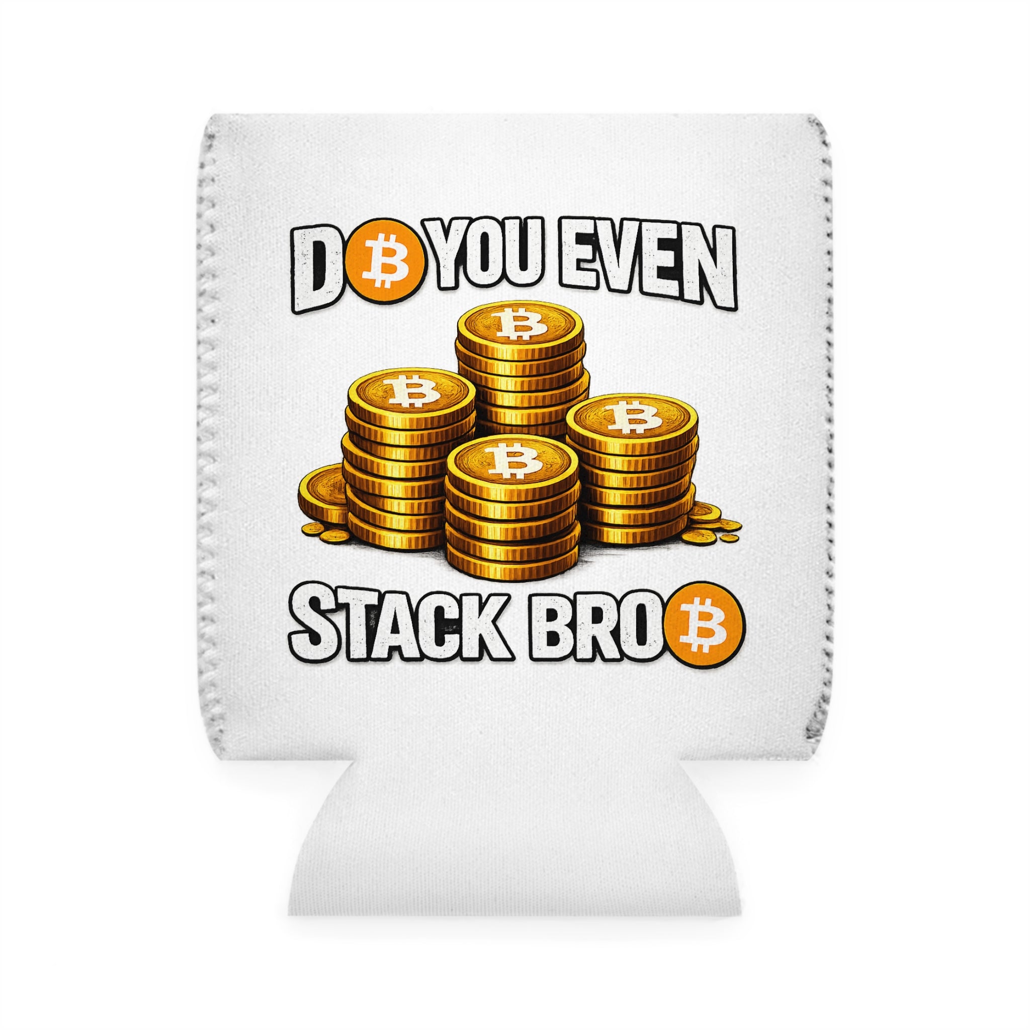 White Do You Even Stack Bro Can Cooler Sleeve