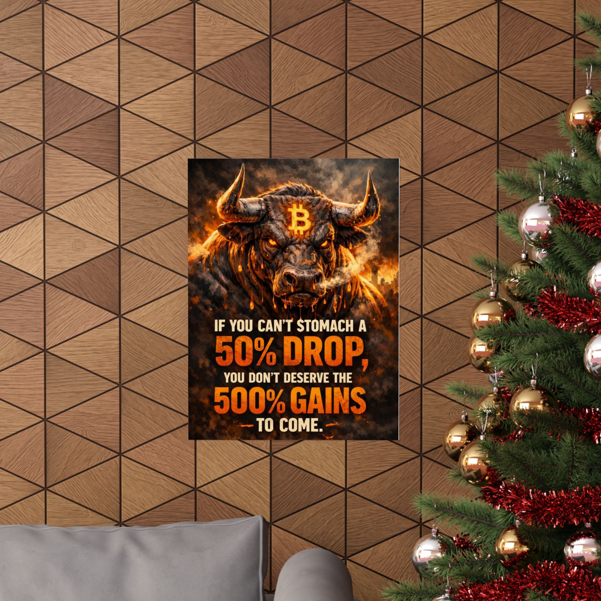 Bitcoin Bull Gains Matte Vertical Posters