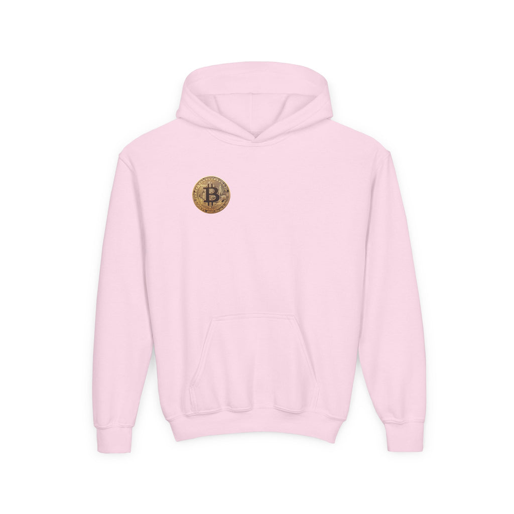 Bitcoin Logo Double Sided Youth Heavy Blend Hooded Sweatshirt
