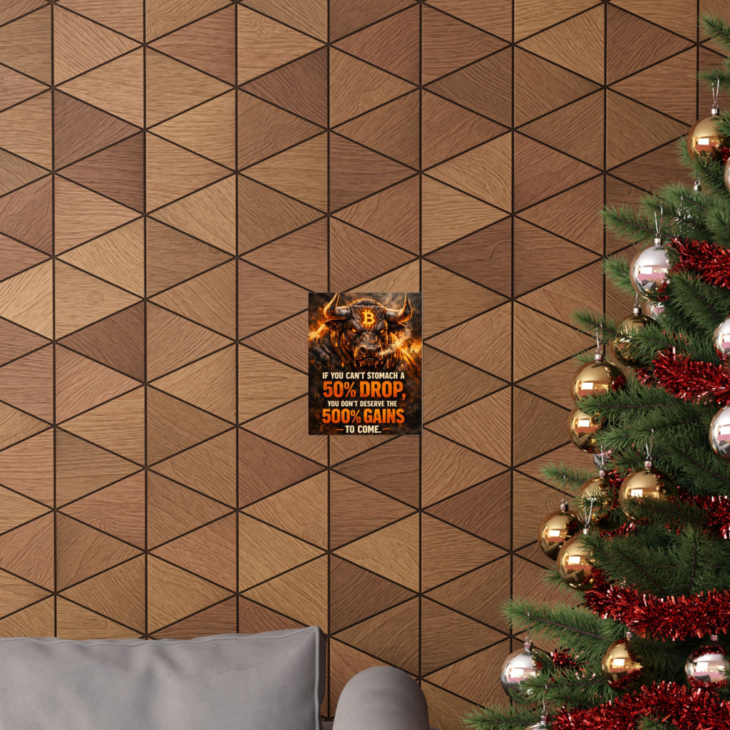 Bitcoin Bull Gains Matte Vertical Posters