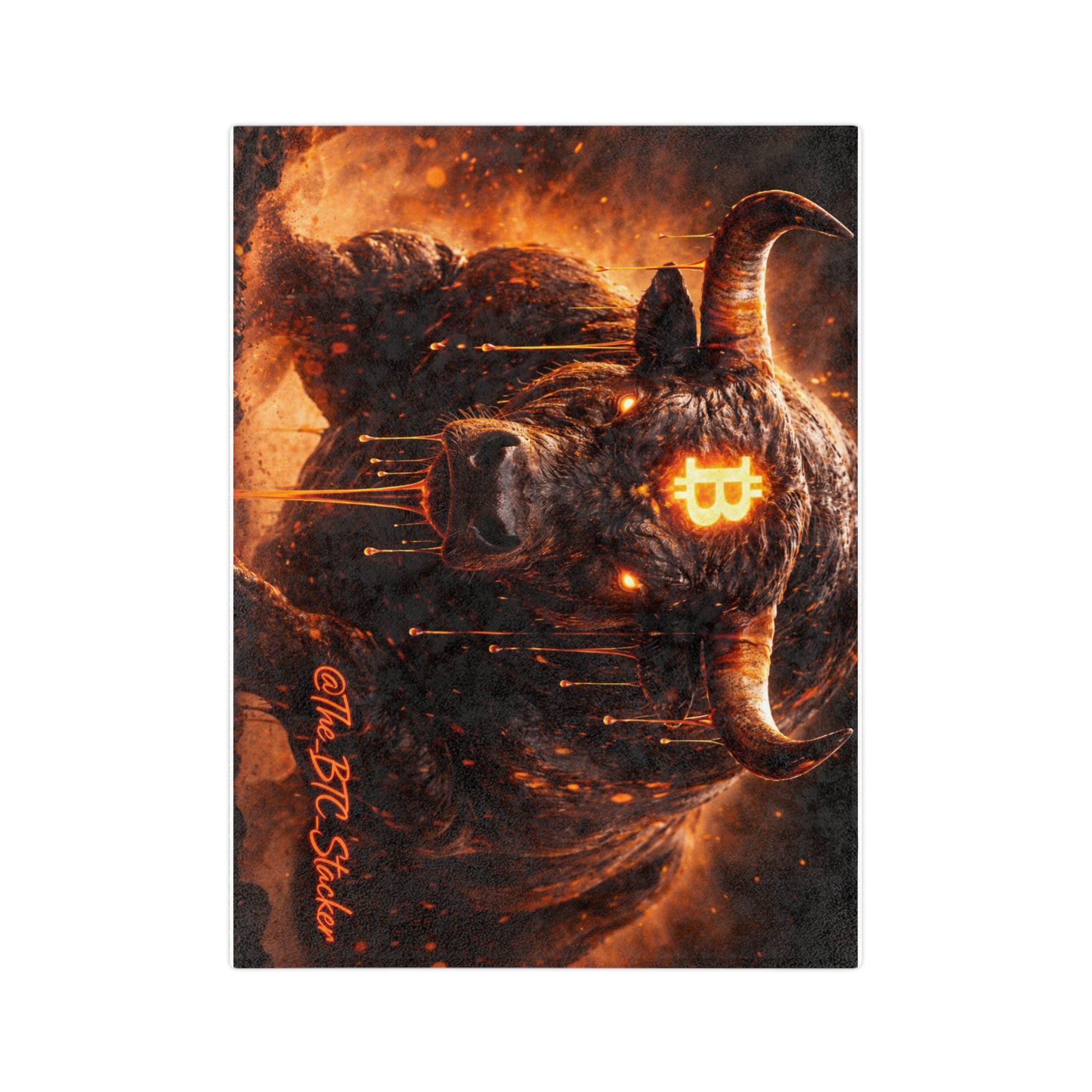 Bitcoin Bull Orange Eyes Velveteen Microfiber Blanket