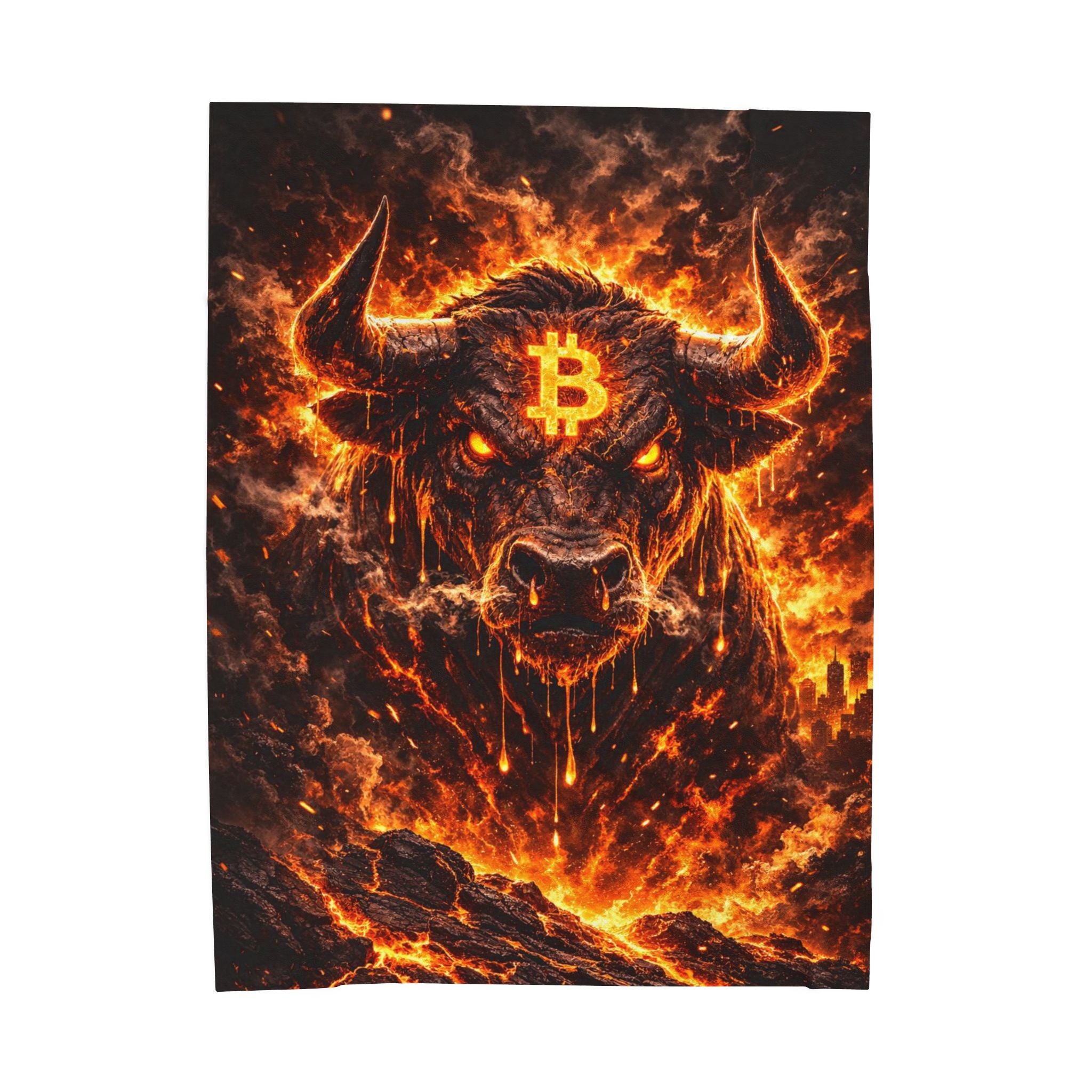 Bitcoin Bull Full Art Velveteen Plush Blanket