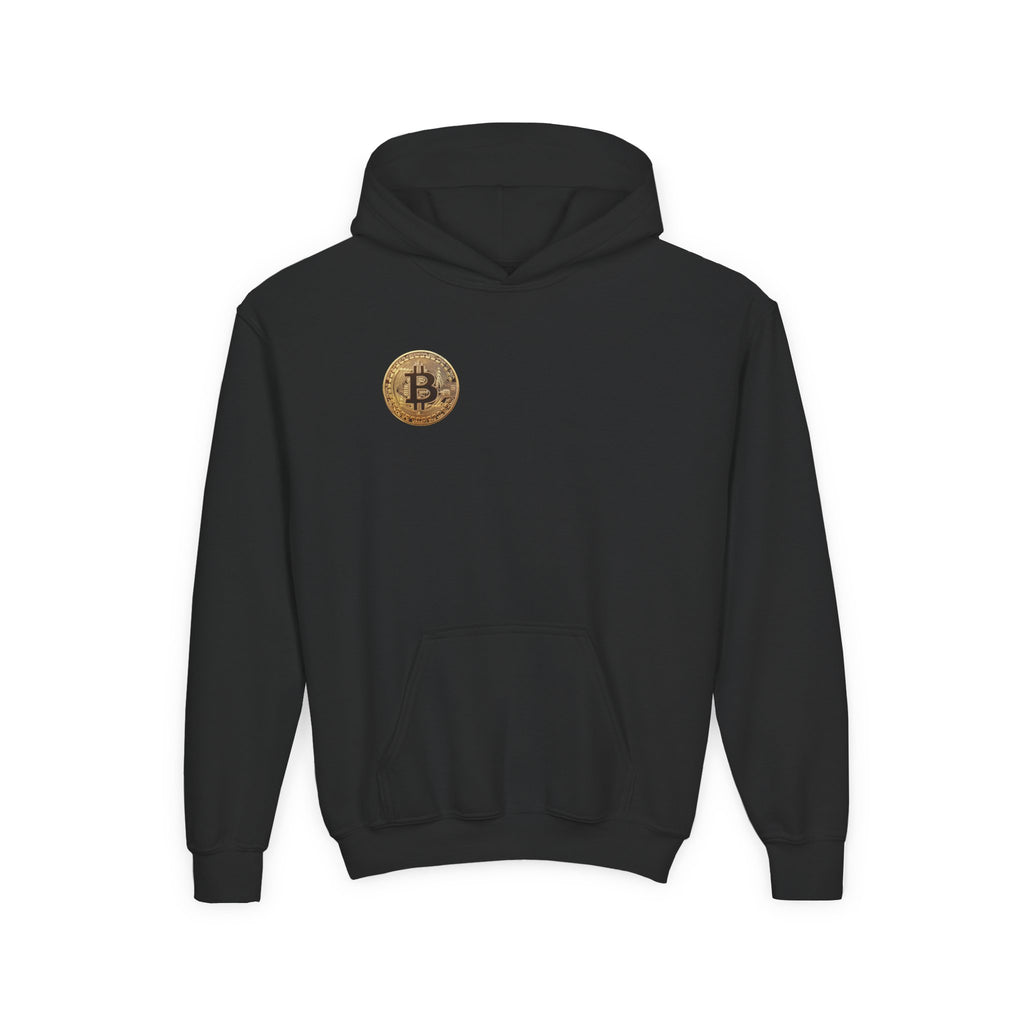 Bitcoin Logo Double Sided Youth Heavy Blend Hooded Sweatshirt
