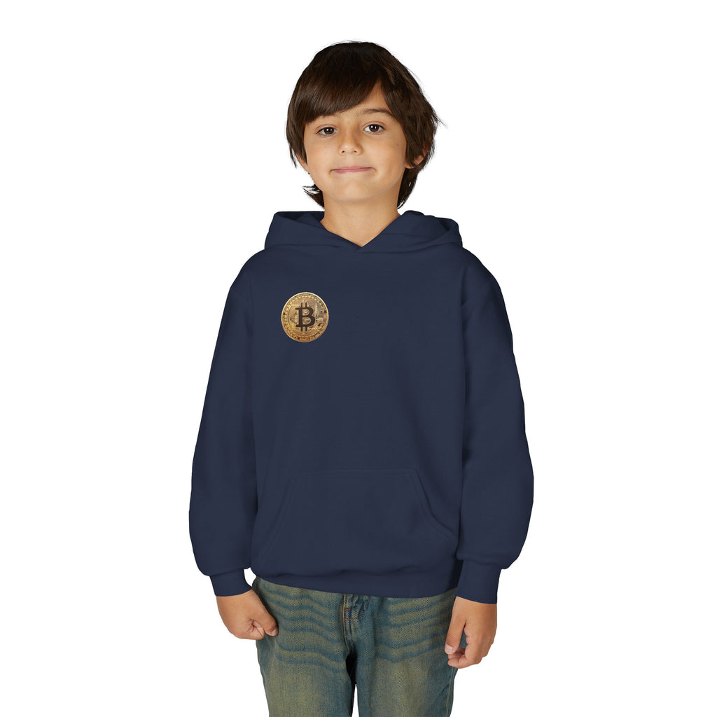 Bitcoin Logo Double Sided Youth Heavy Blend Hooded Sweatshirt