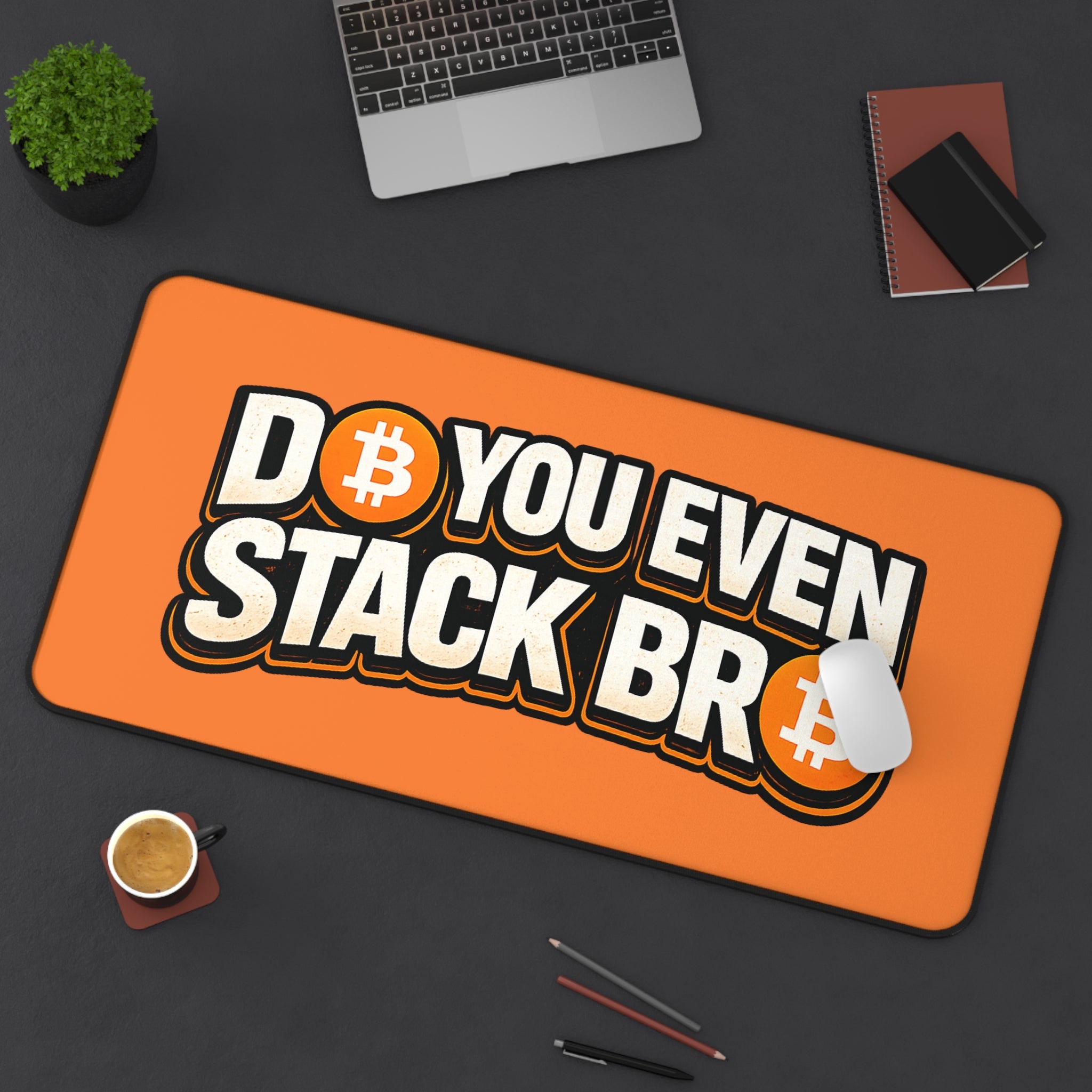 Do You Even Stack Orange Desk Mat